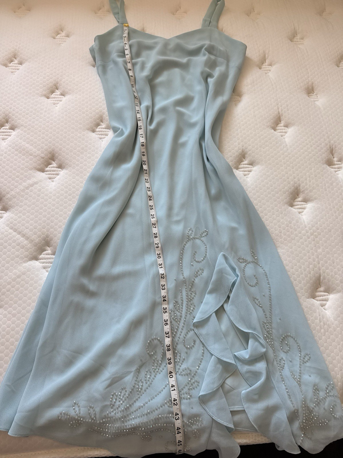 R&M Richard’s Formal Blue Sequins Formal Cruise Maxi Mermaid Ocean Dress Size 10