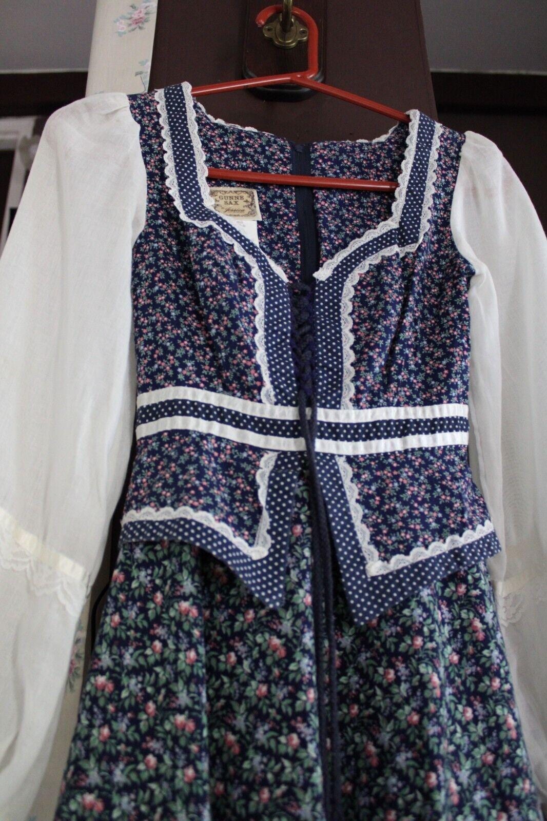 Beautiful Gunne Sax Vtg Clothing Lot 2 Dresses, Peplum Boho Floral, Prairie Midi