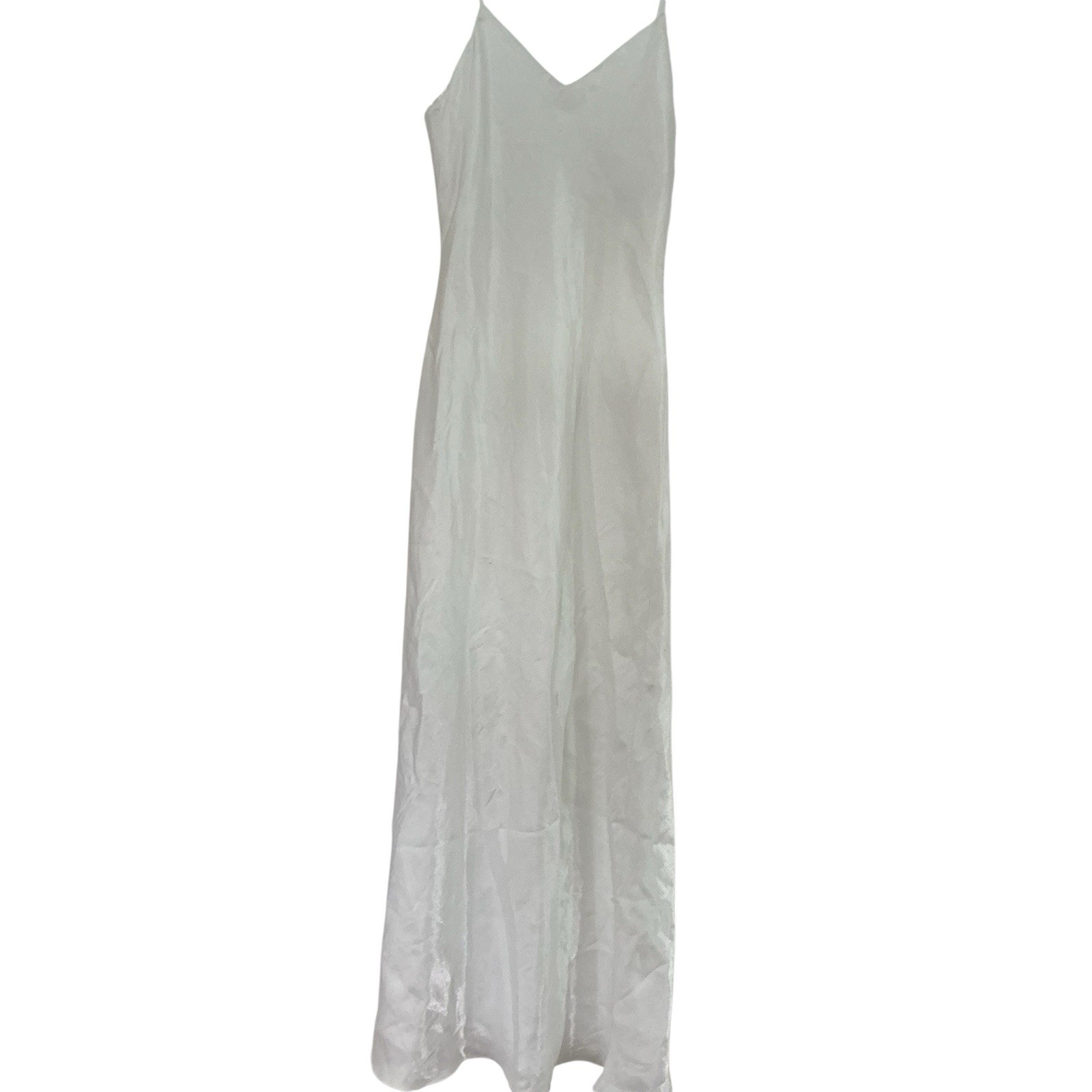 Vintage Niki Sivas pearly white sleeveless gown w/rhinestones 100% acetate XS/S