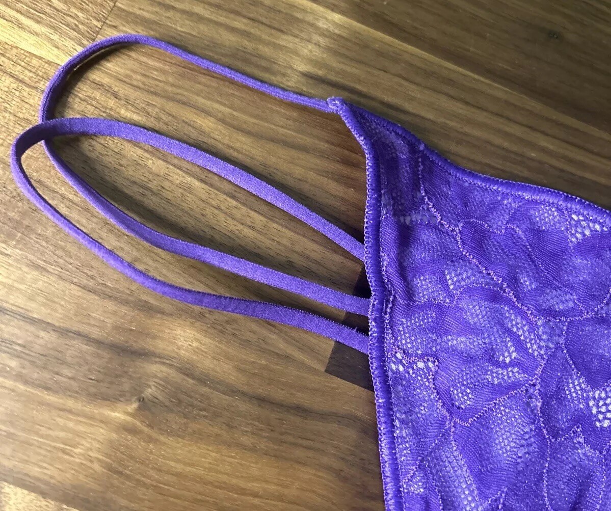 VTG Victoria Secret Hi-cut Double String Thong Panties Sz M V-string Strappy Y2K