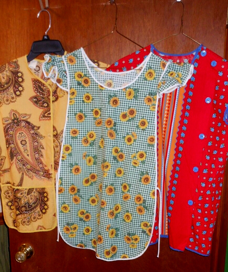 3–Vintage 50s 60s 70s Women’s House Apron Assorted Print Rockabilly