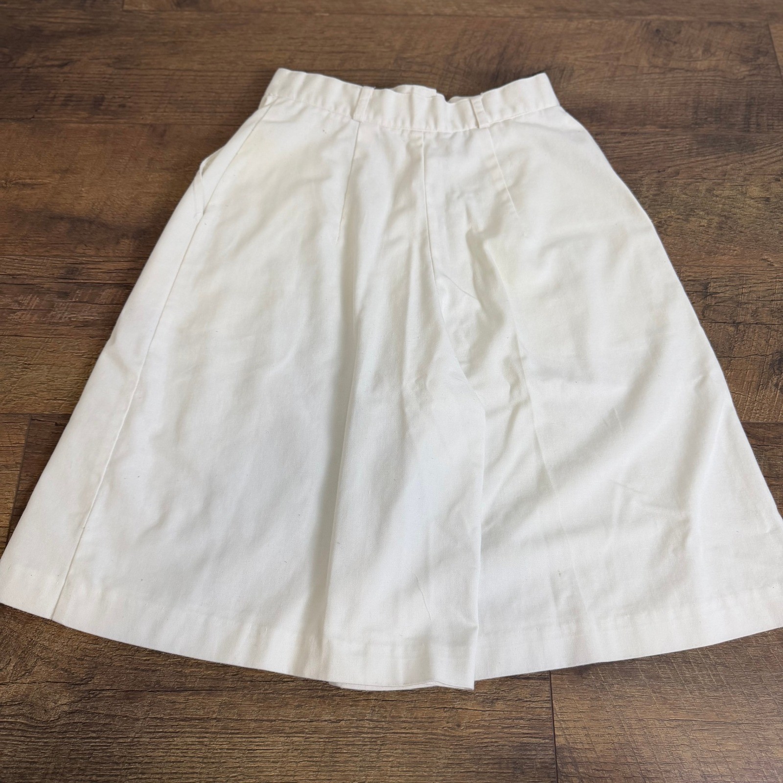 Vintage ILGWU Union Made White Cotton Culottes Wide Leg Shorts Skirt Small