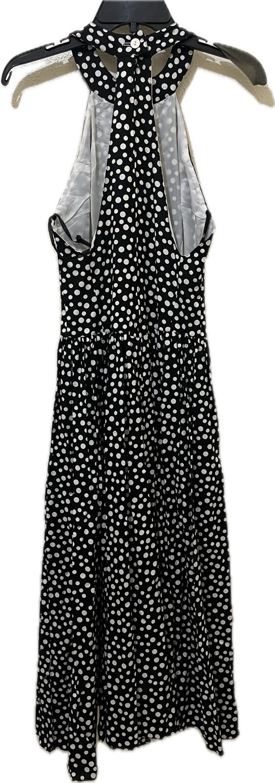 Vtg 80s Geary Roark Kamisato Dress Women 4 Black Polka Dot Pinup Rockabilly Maxi