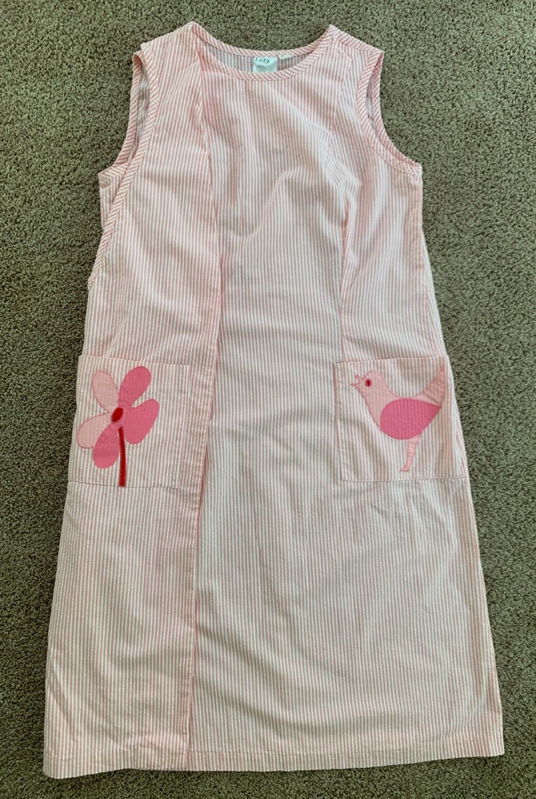 🩷VTG Lazy U 60’s Pink Seersucker Cotton Sleeveless Wrap Housedress W/Pockets