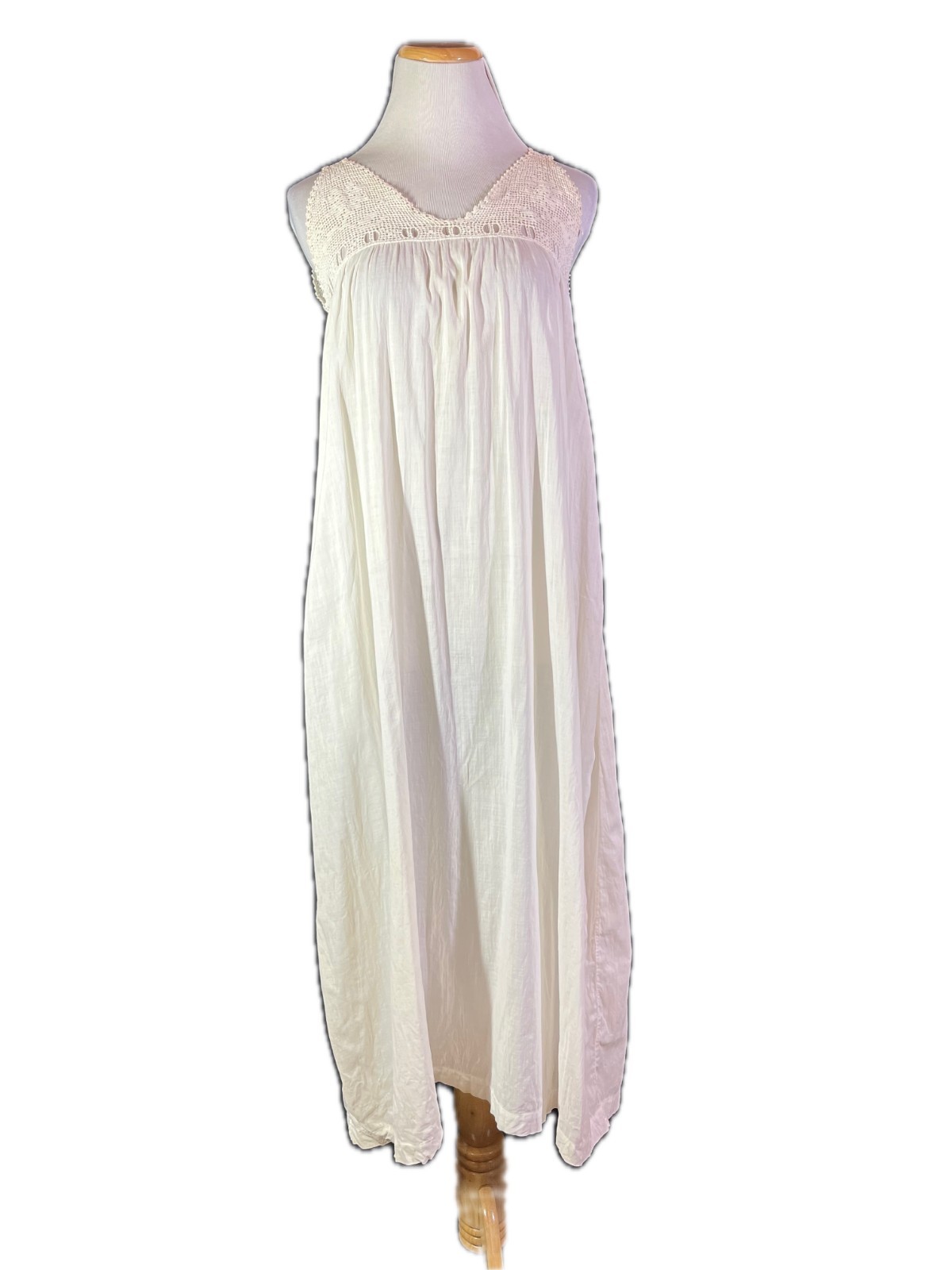Vintage Antique Edwardian 1910s Nightgown Crochet Yoke *Flawed
