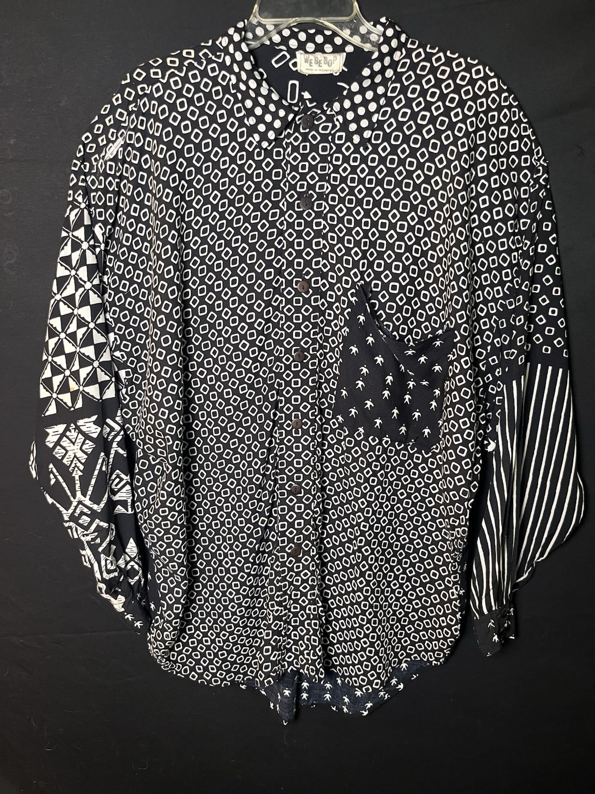 Vintage 90’s Oversized Multi Patterned Long Sleeve Shirt by ‘We Be Bop’ Sz XL-2X