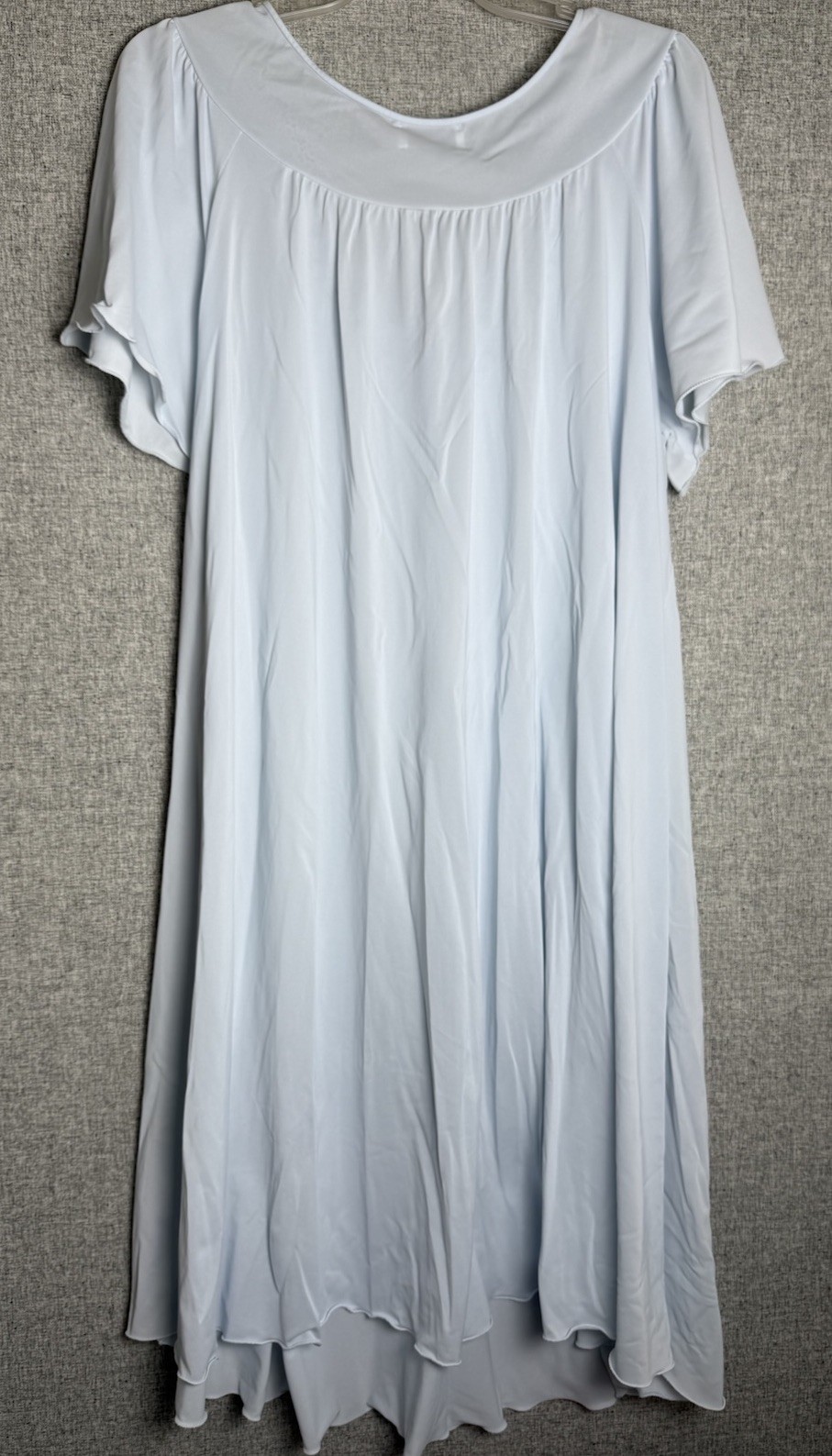 Vintage Blue Lace Shadowline Housecoat Nightgown Embroidered Flowers XL/1X READ