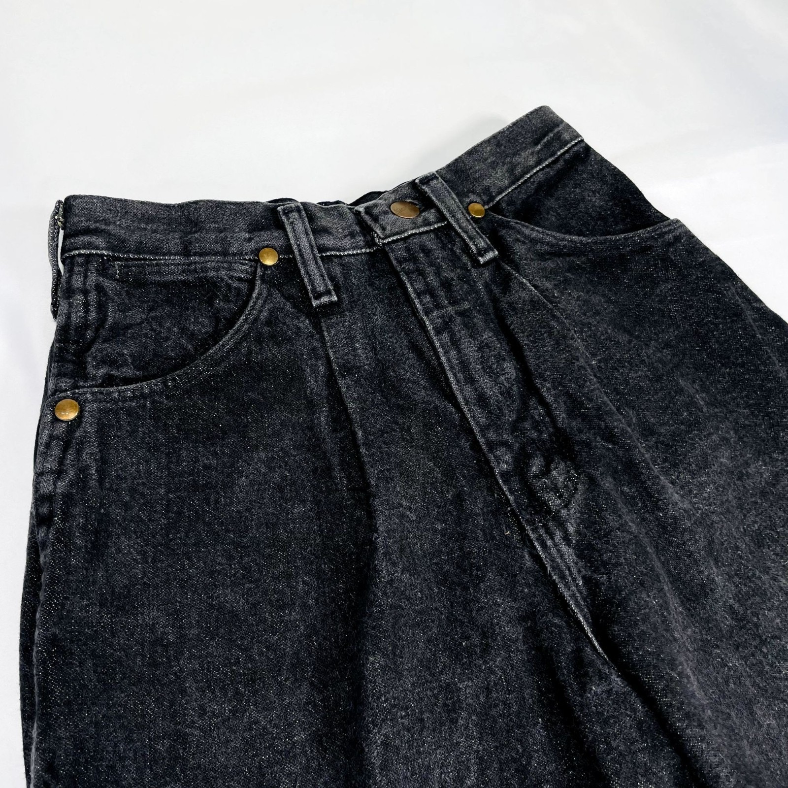 Vintage Wrangler Womens High Waist Black Denim Leather Patch Mom Jeans 5 / 25″