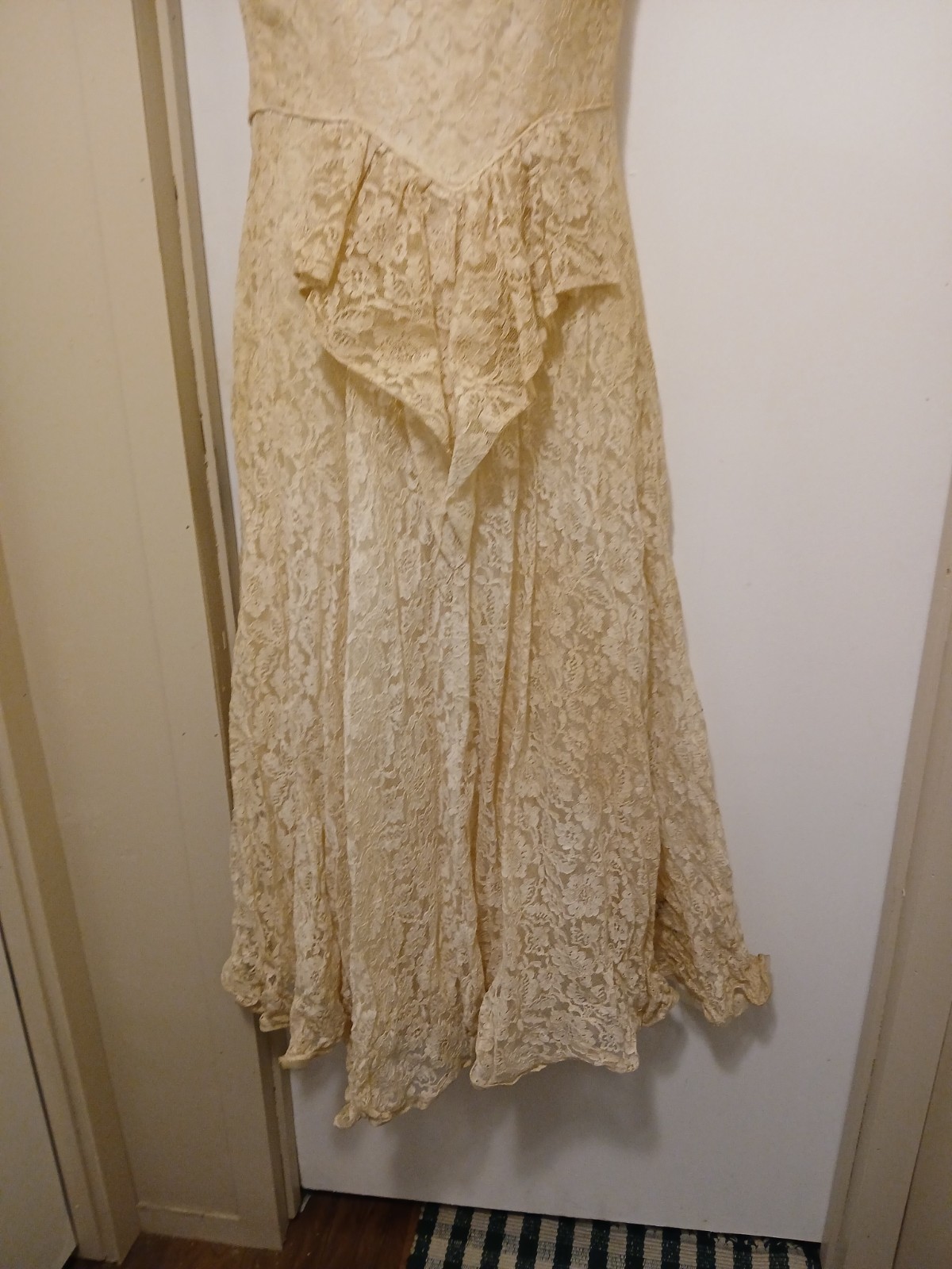 1930s-1940s Ivory Cream Wedding Dress, Formal Evening Gown