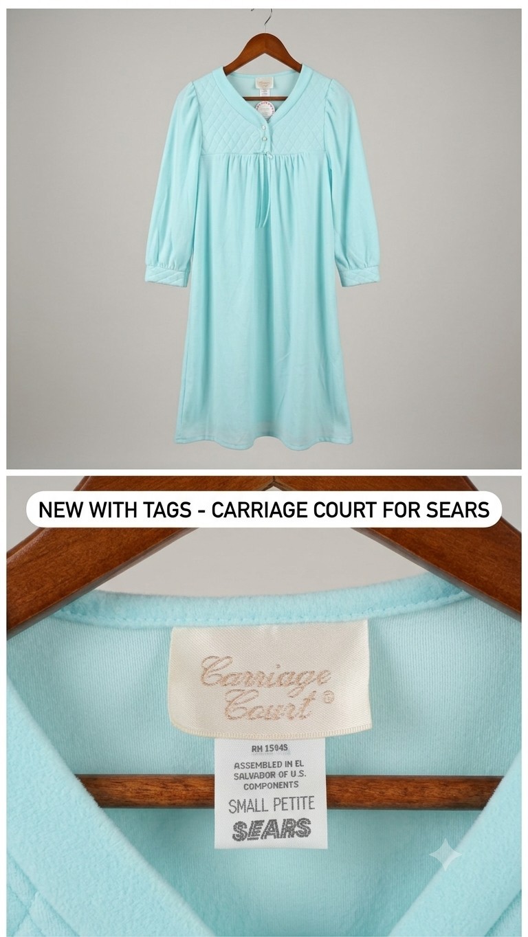 Carriage Court for Sears Women’s Robe – Small Petite – Aqua Blue Vintage Cozy