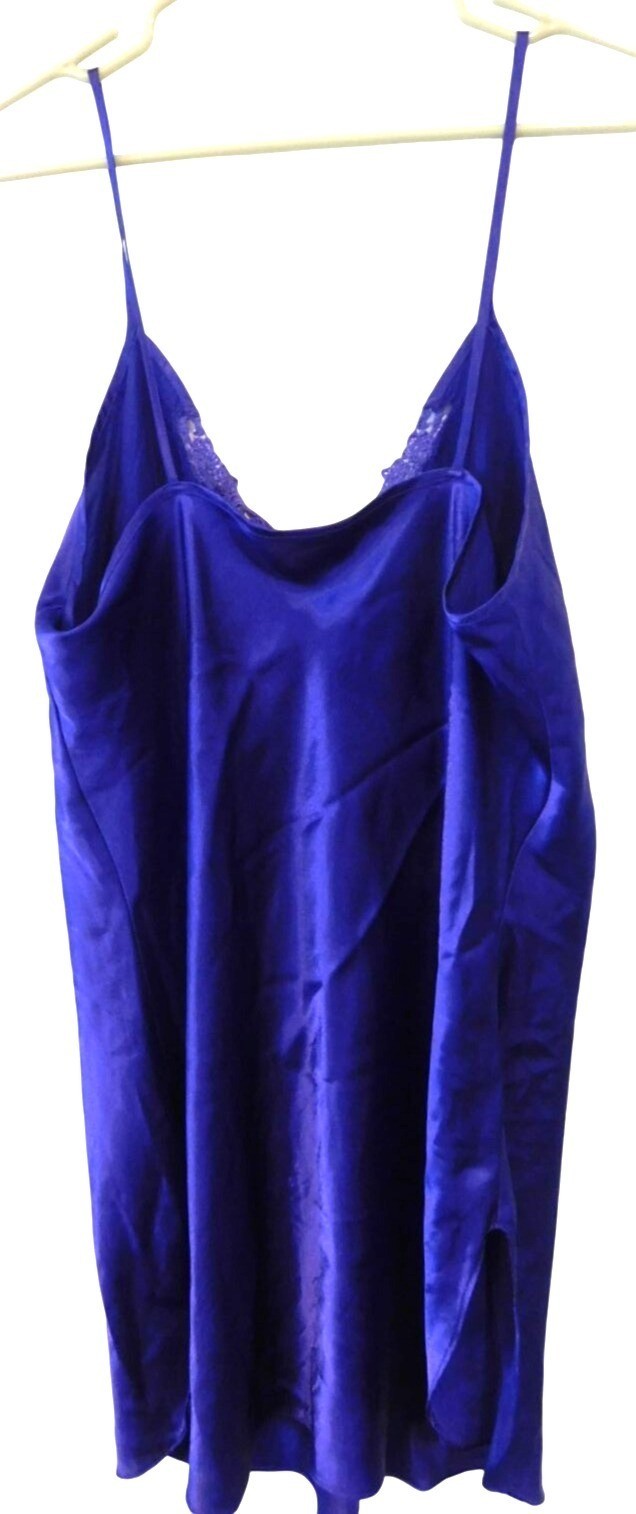Vintage Sears Just For Women 1X Purple Satin Nightgown Chemise Sleepwear Nightie