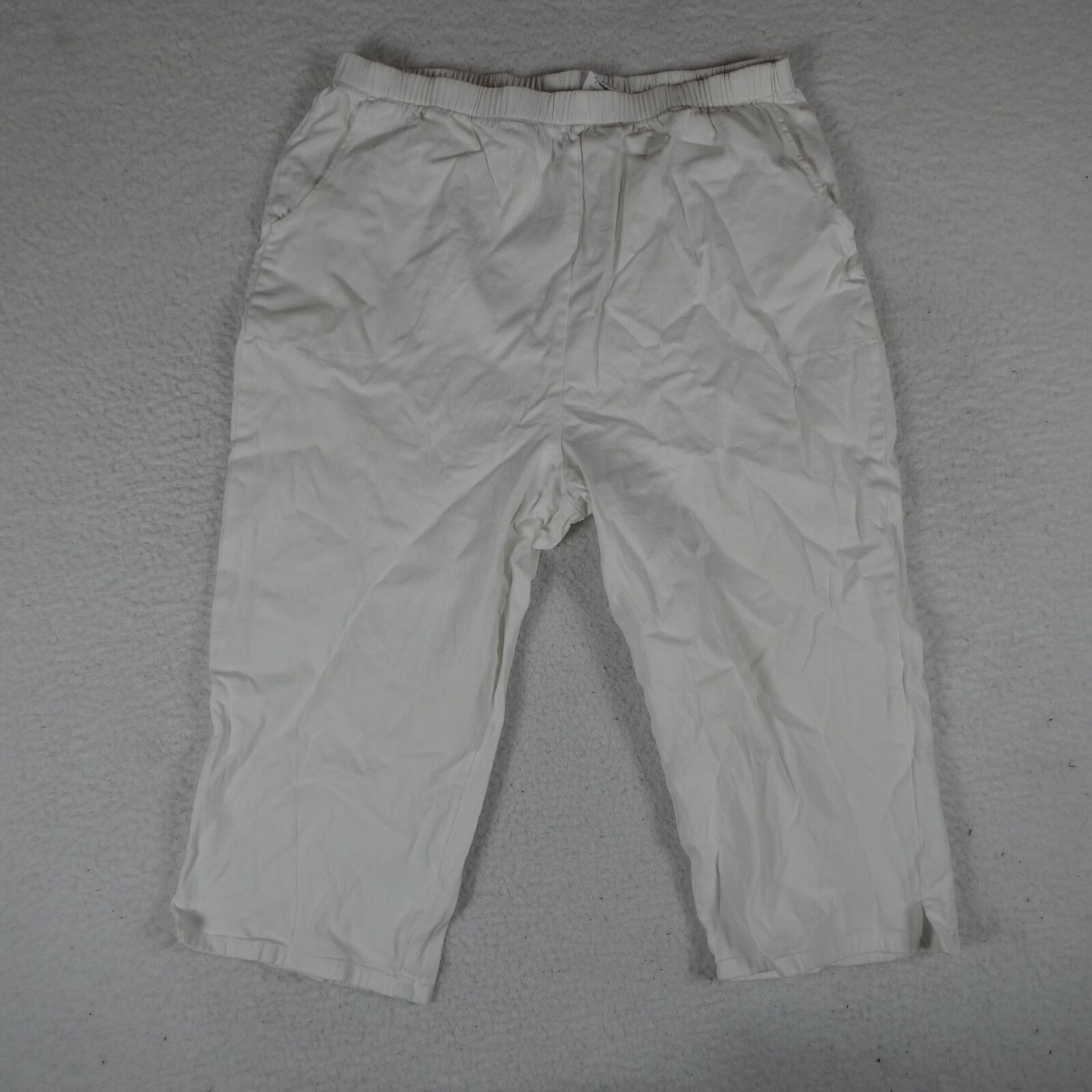 Vintage Kayo Capri Pants Women Size XL White Made in USA Cotton Spandex Blend