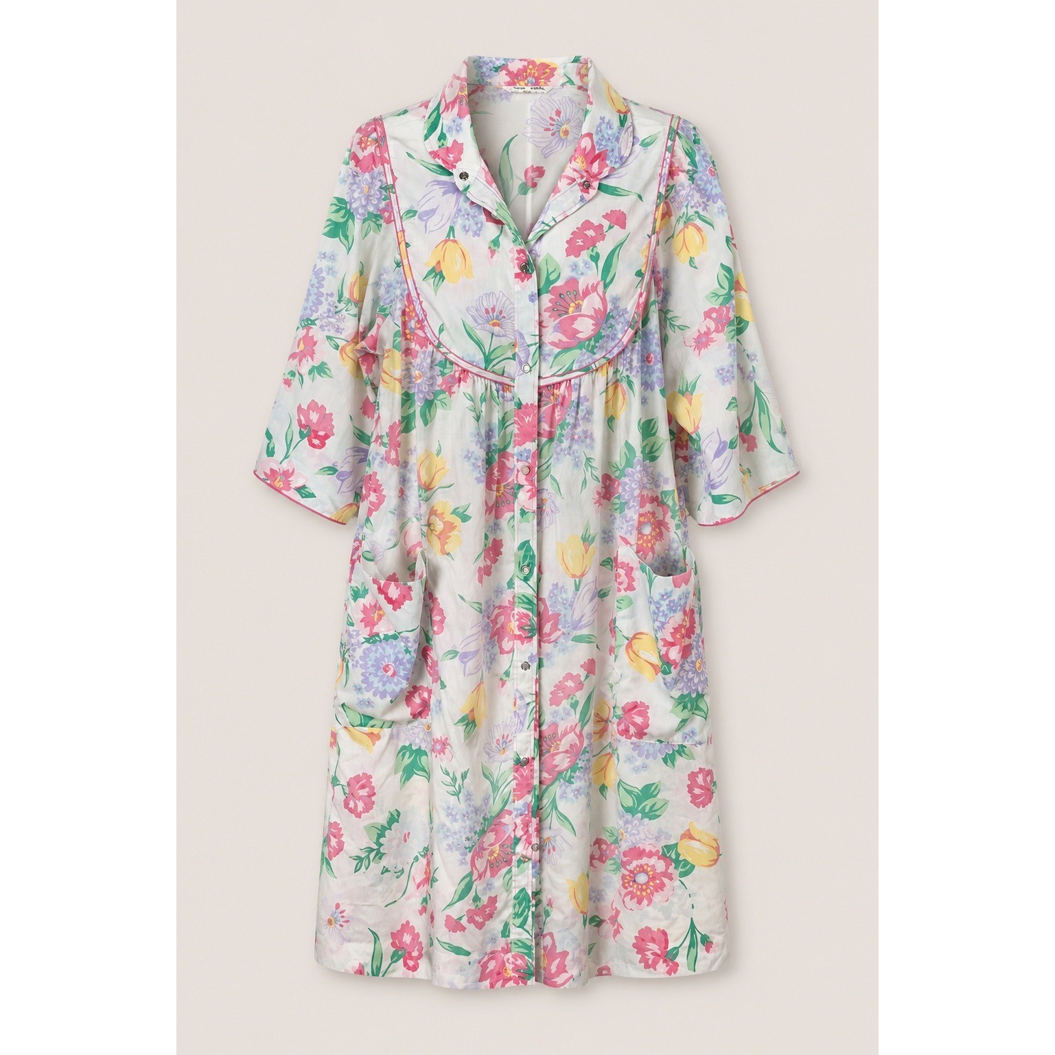 Models Coat Floral House Coat Duster Cottagecore Grandmacore Pink Cotton Blend M