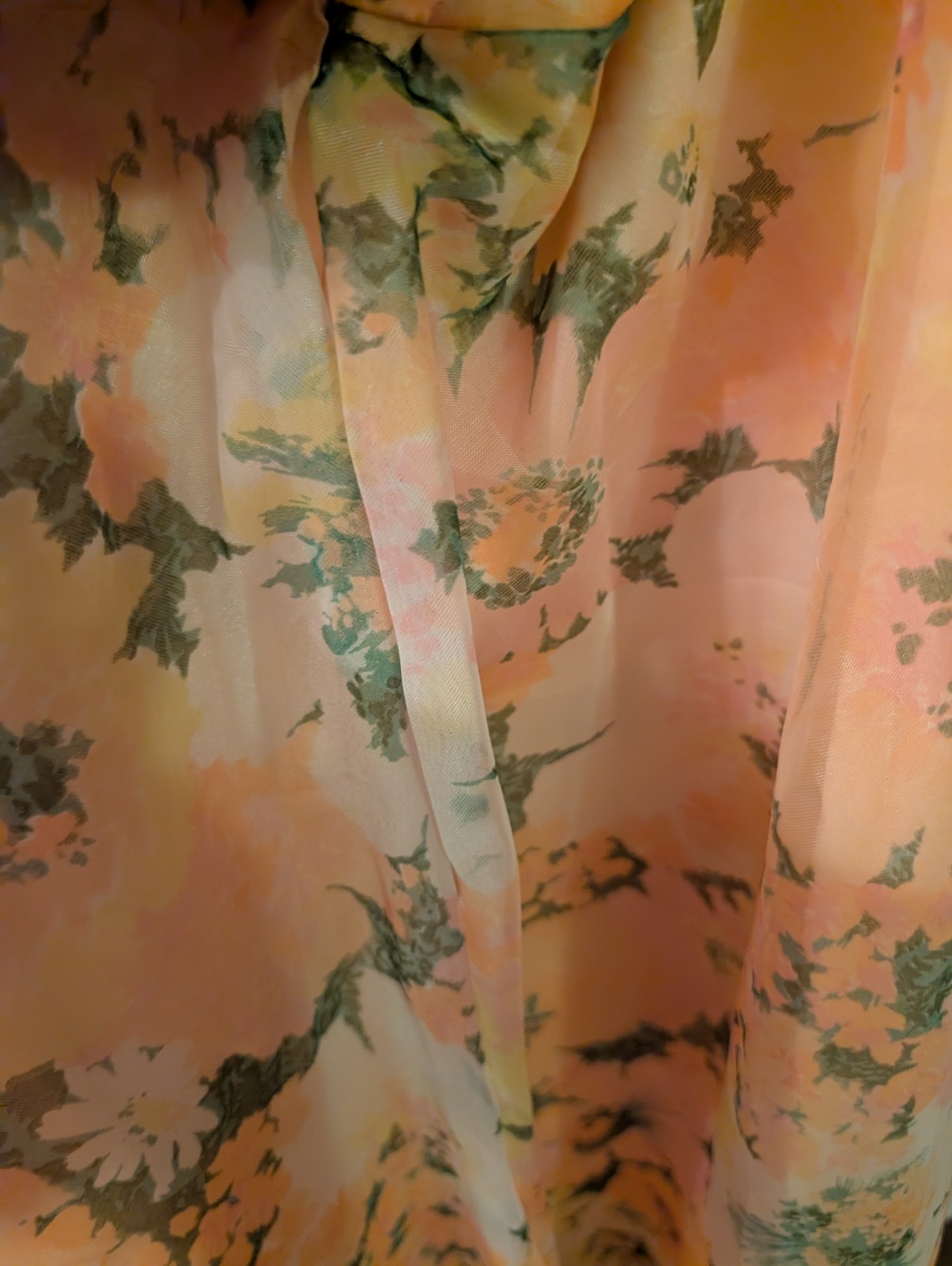 Vintage 1960’s Floral Chiffon Halter Maxi Dress W Cape Sz 7 Union Made.Cottage