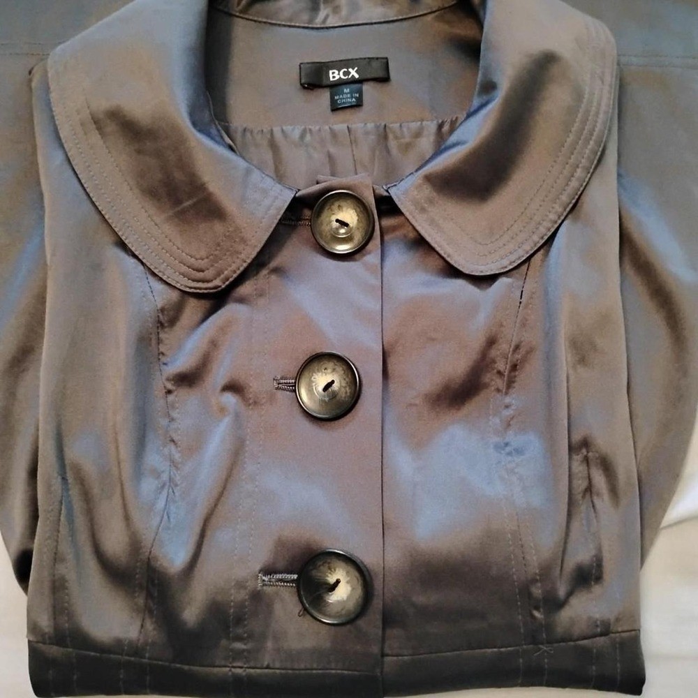 Y2K Vintage BCX Metallic Dark Vampy Trench Coat Dress 🌟 Fit & Flare Babydoll