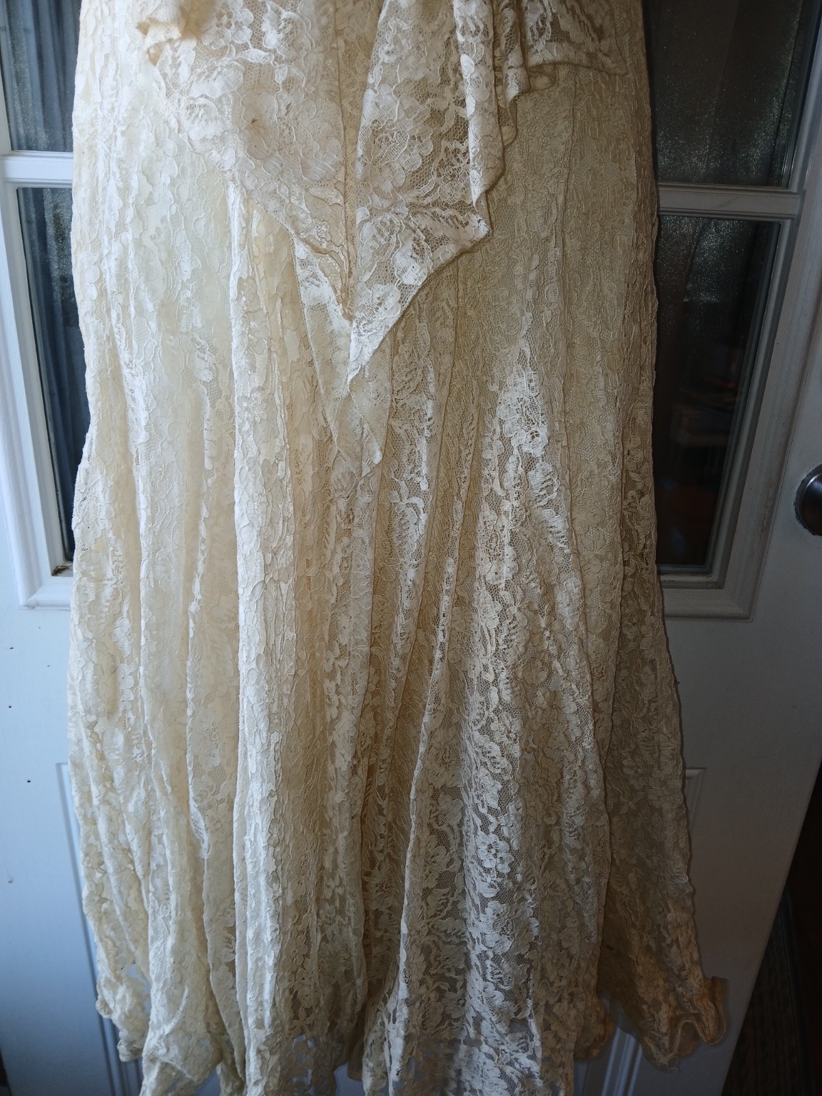 1930s-1940s Ivory Cream Wedding Dress, Formal Evening Gown
