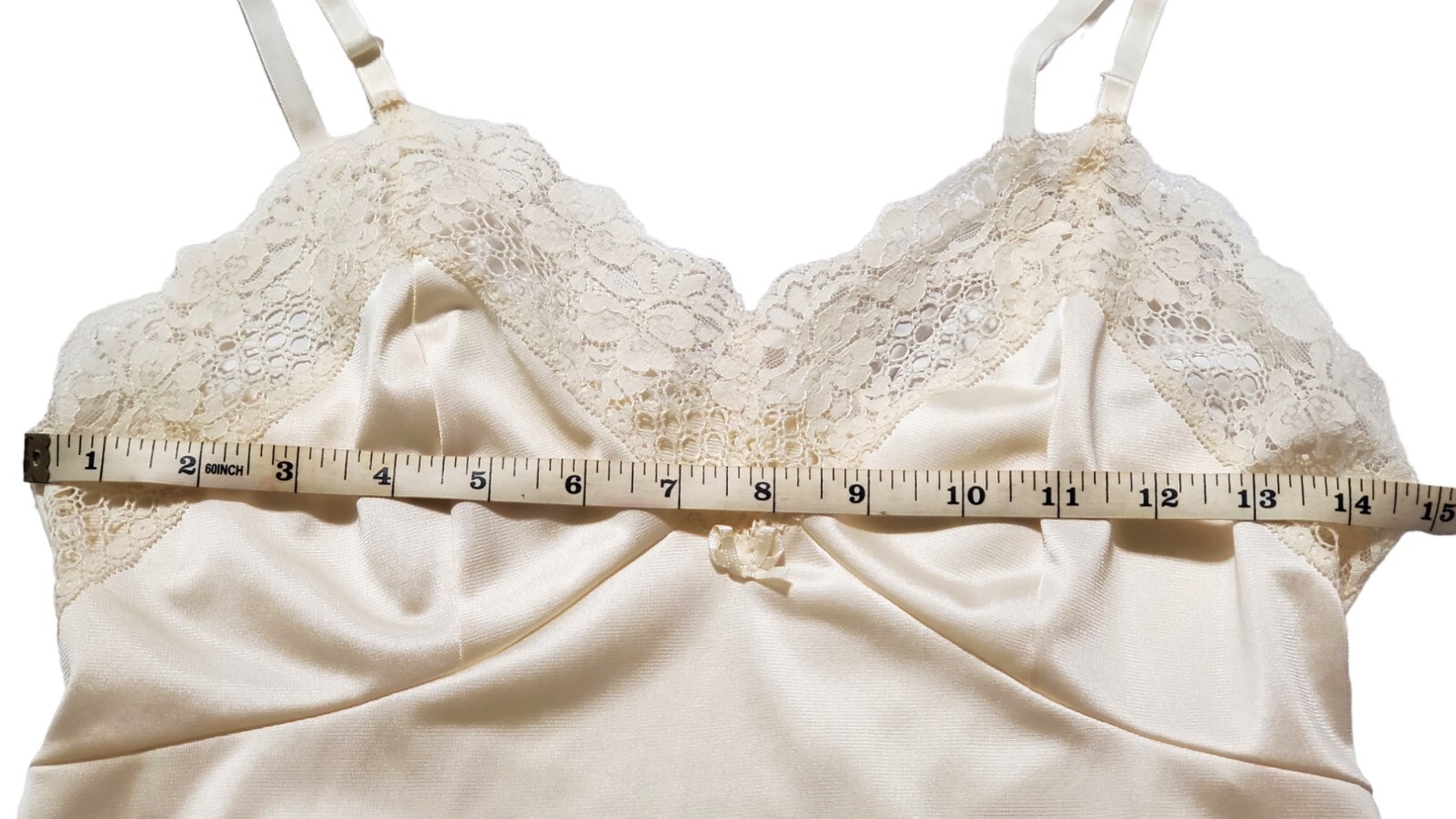Vtg Full Slip By Cotillion Nylon Antron Women’s Size 32 Lace Trim Adjustable
