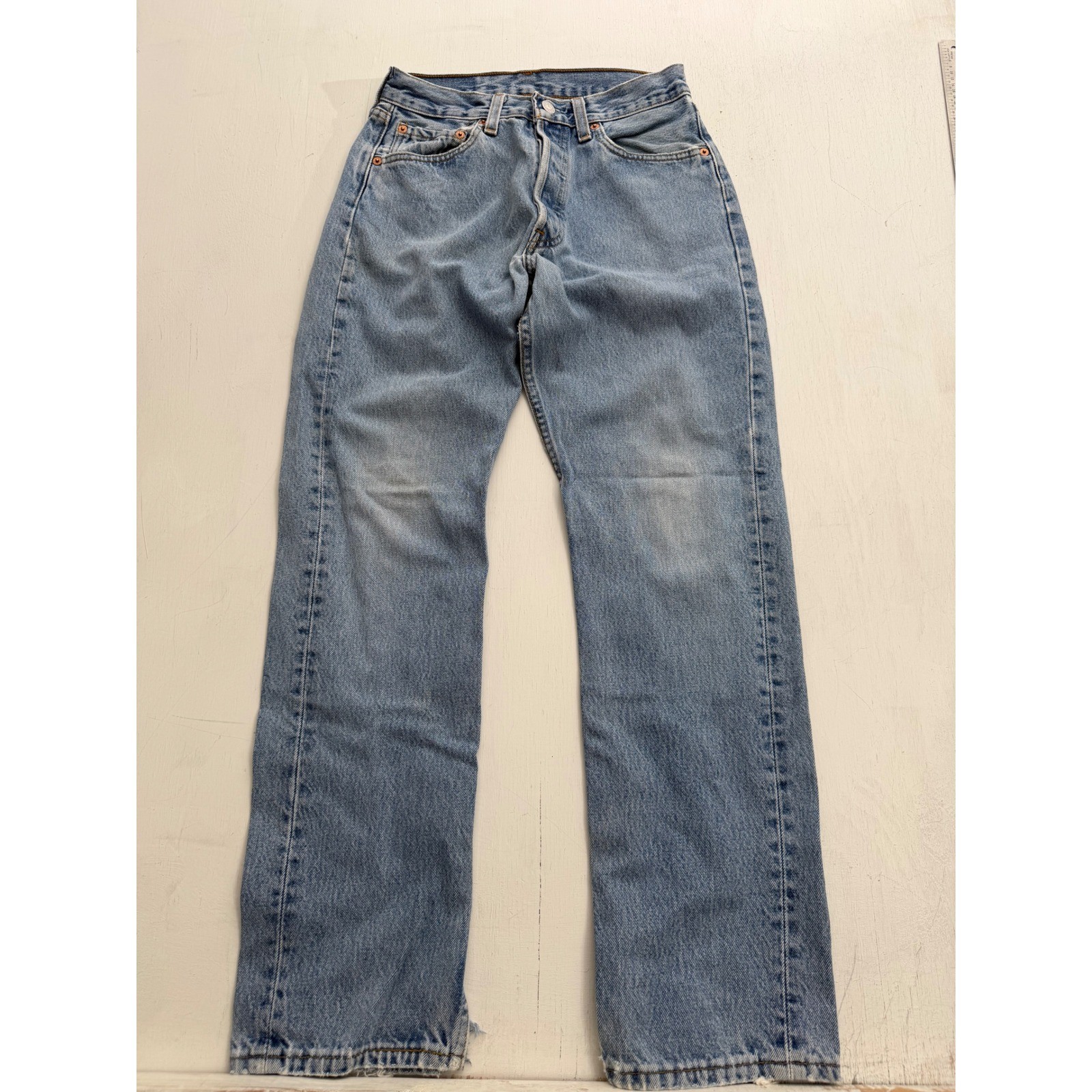 Vintage Levis 614 High Waisted Straight Leg Jeans Light Wash Made in USA W26 L28