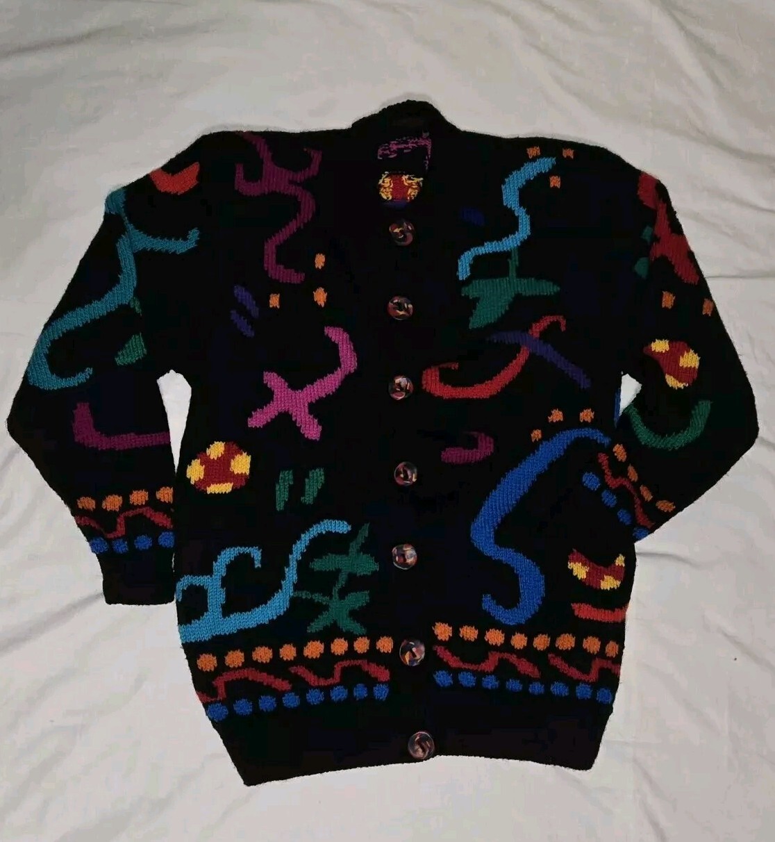 Vintage 80s Robyn Malcolm New Wool Hand Knit Oversized Sweater Australia Large