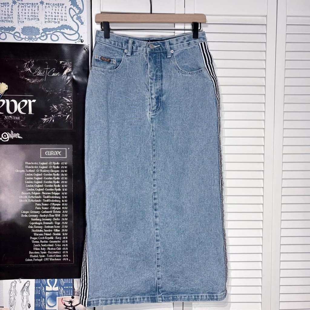 Revolt denim maxi skirt