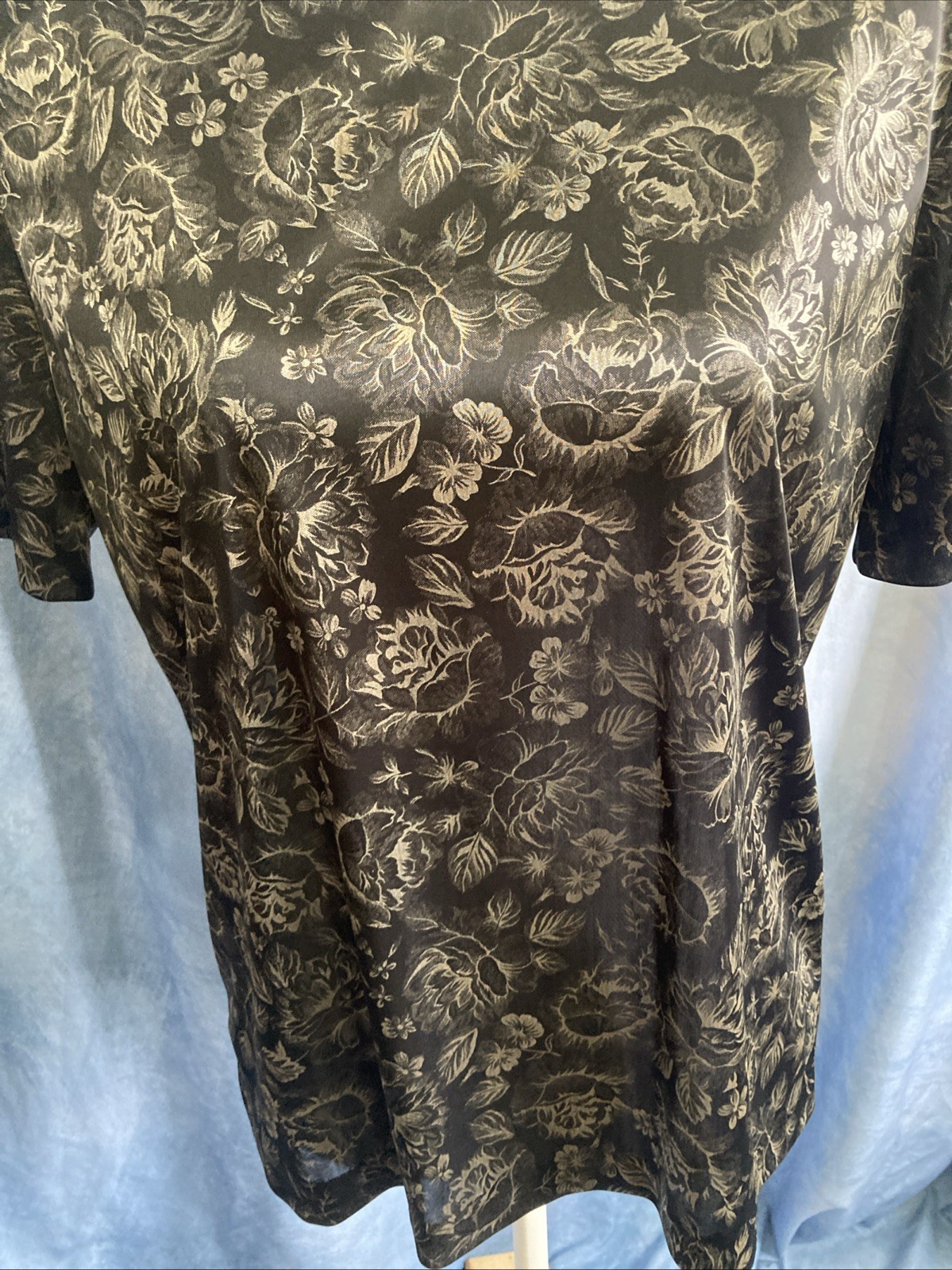 Vtg 80s 90s Petites by Fundamental Things Top Sz 4 Floral Union Made Poly EUC