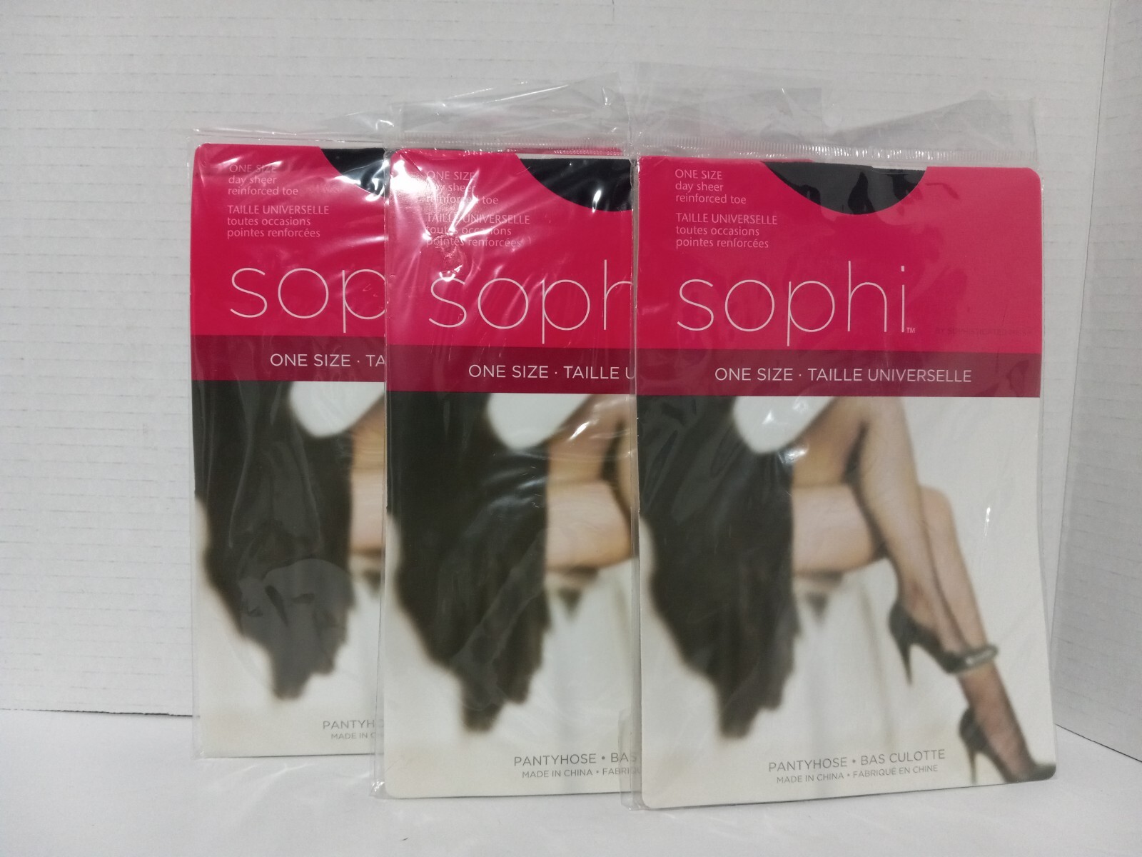 3 Brand New Sophi Nylon Pantyhose Reinforced Toe Day Sheer BLACK ONE SIZE S M L