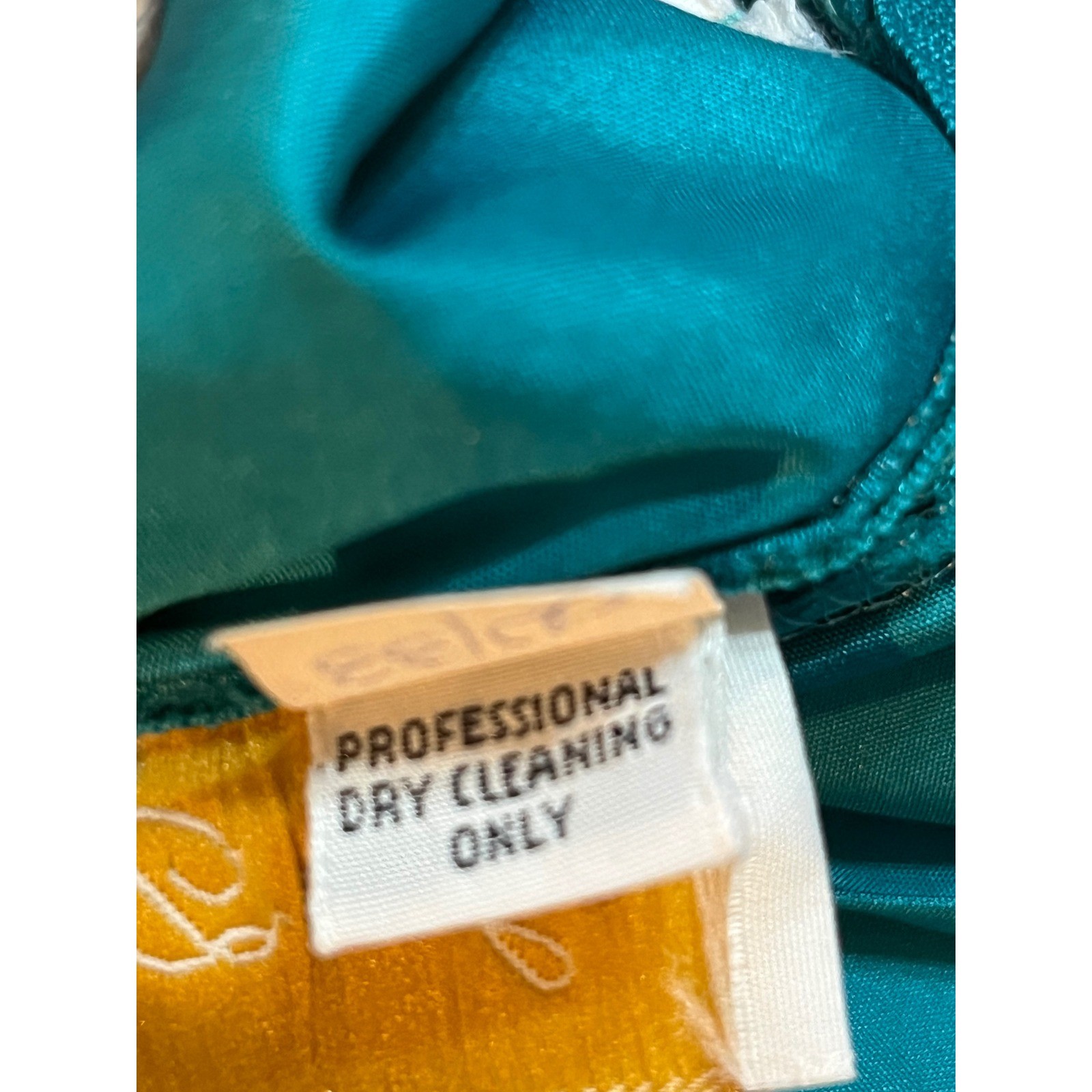 Alyce Designs Vintage Teal Strapless Ruched Satin Ballgown Prom Dress Size 6