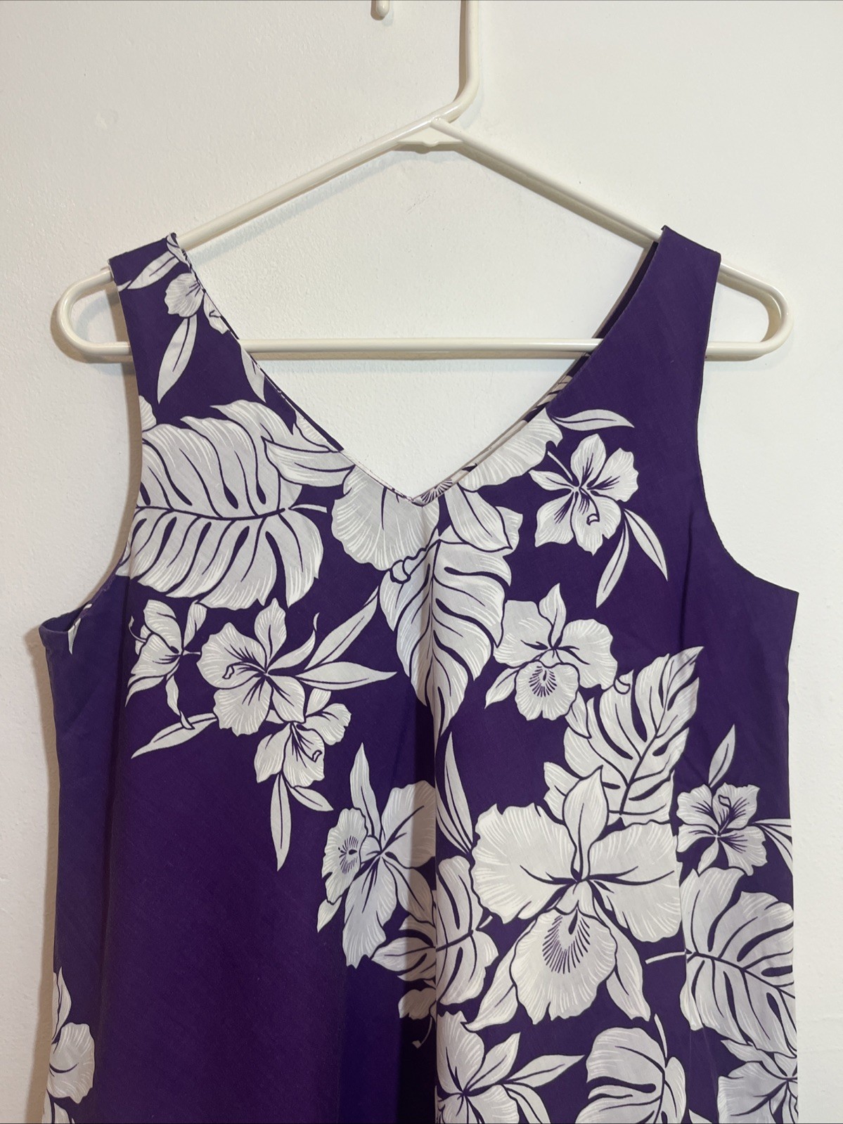 Hawaiian Maxi Dress Helenas Small Purple Floral Vintage 100% Cotton Ruffled Hem