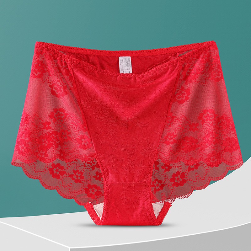 2 Pack Ladies Sexy High Waist Full Lace Brief Knickers Women Underwear L-4XL