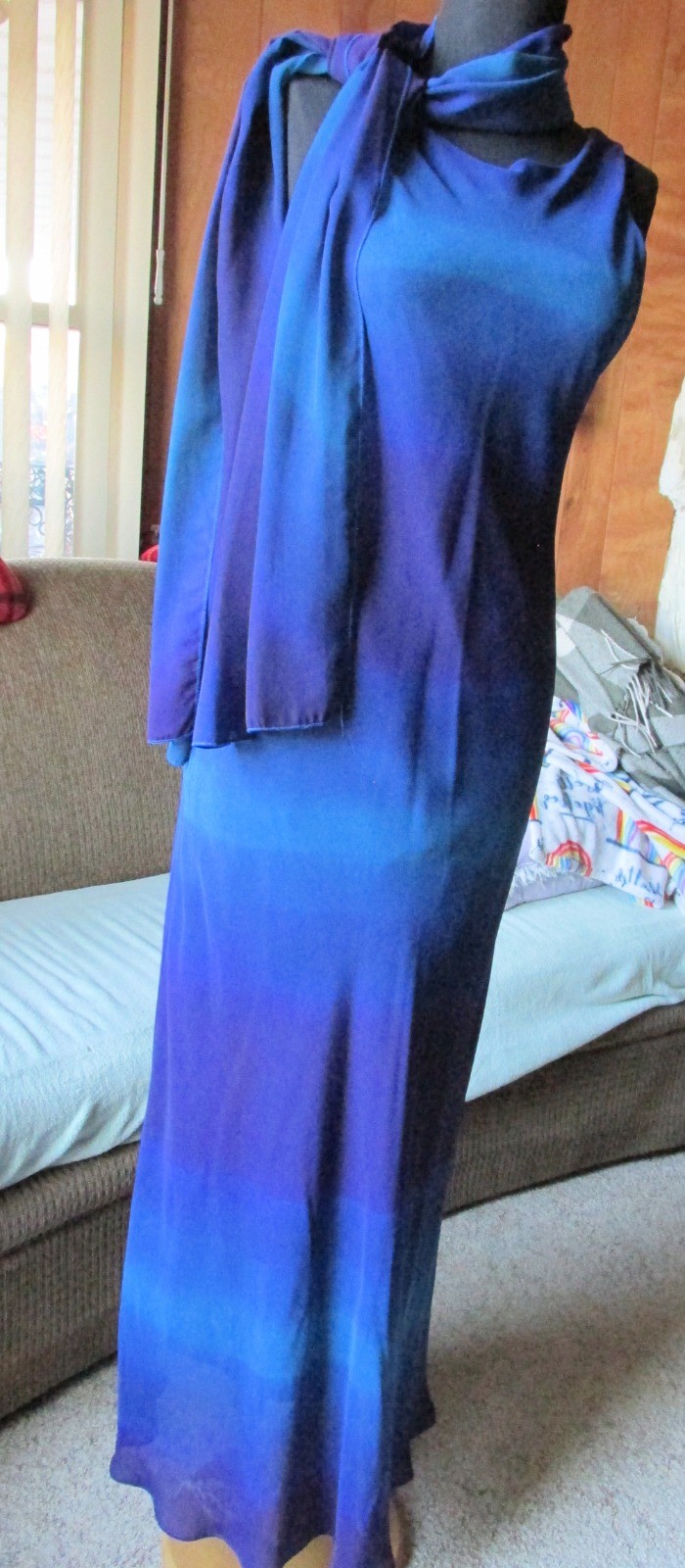 Casual Blue Ombre Sheath Dress Sleeveless Sundress Garden Party Sz 5/6