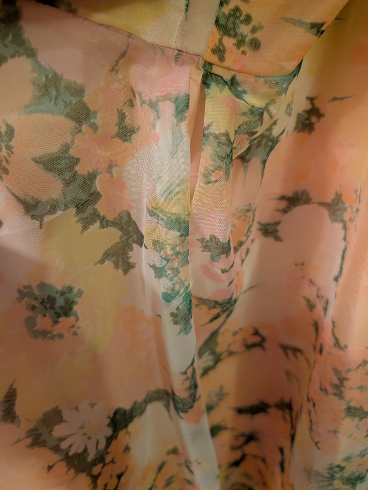 Vintage 1960’s Floral Chiffon Halter Maxi Dress W Cape Sz 7 Union Made.Cottage