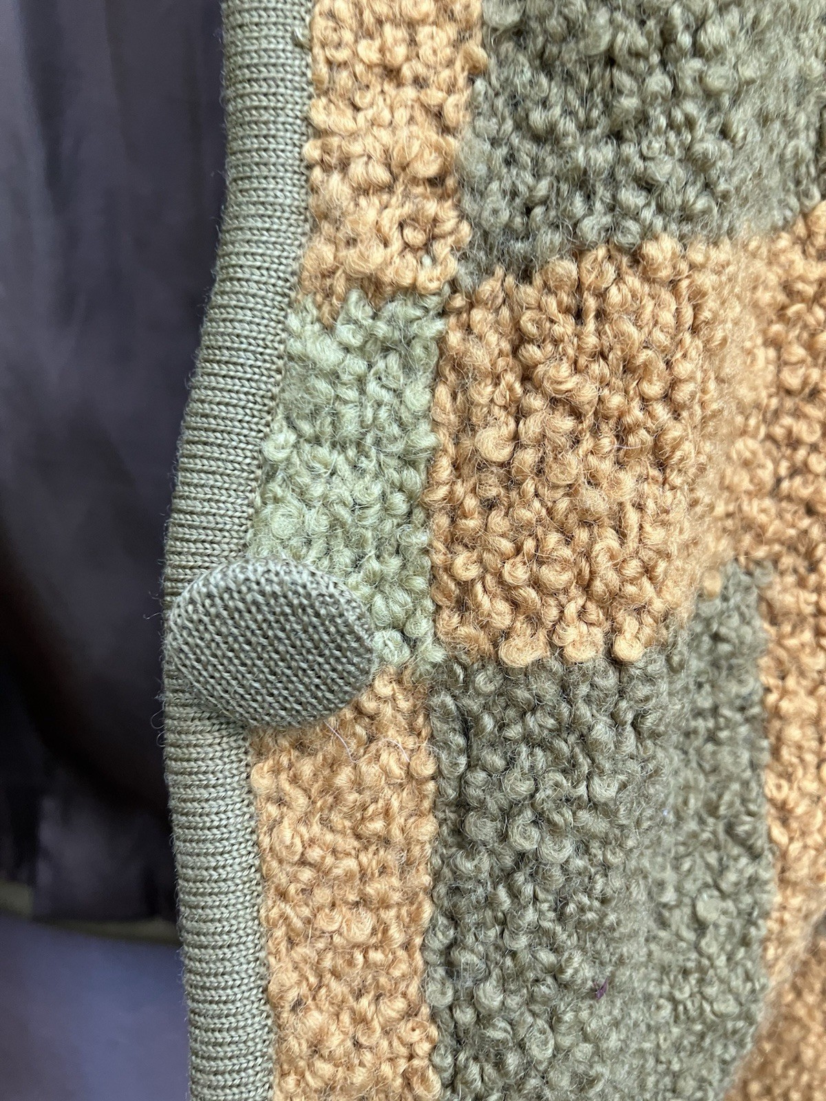 Vtg Wool Boucle Hand Knit JACKET/COAT Italy DORINA Large/sz 14 Colorblock