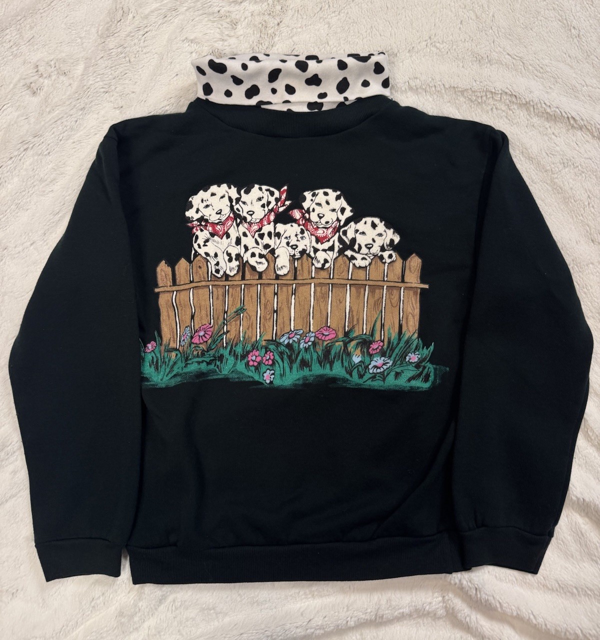 Basic Editions Dalmations Girls Size 7/8 Vintage Crewneck Turtleneck Sweater