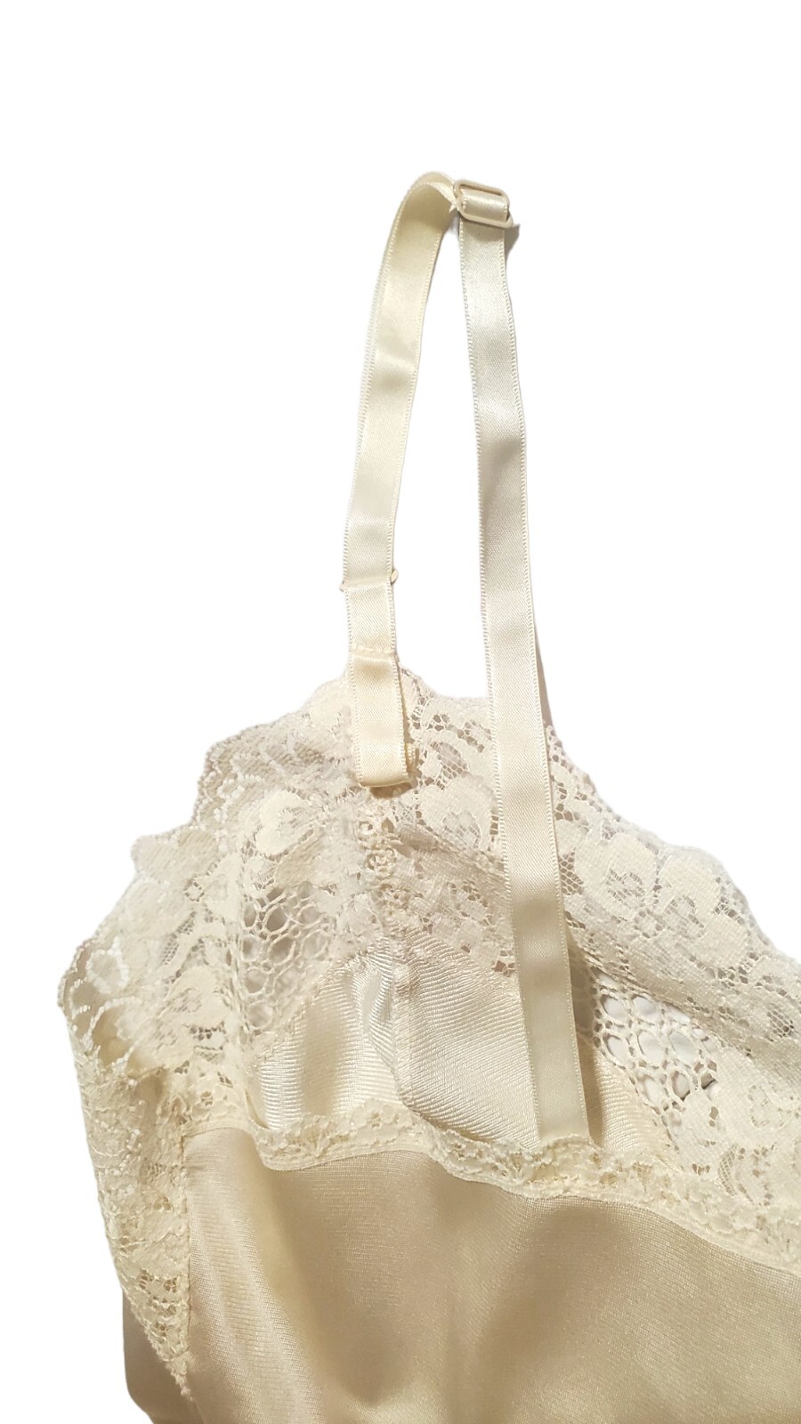 Vtg Full Slip By Cotillion Nylon Antron Women’s Size 32 Lace Trim Adjustable