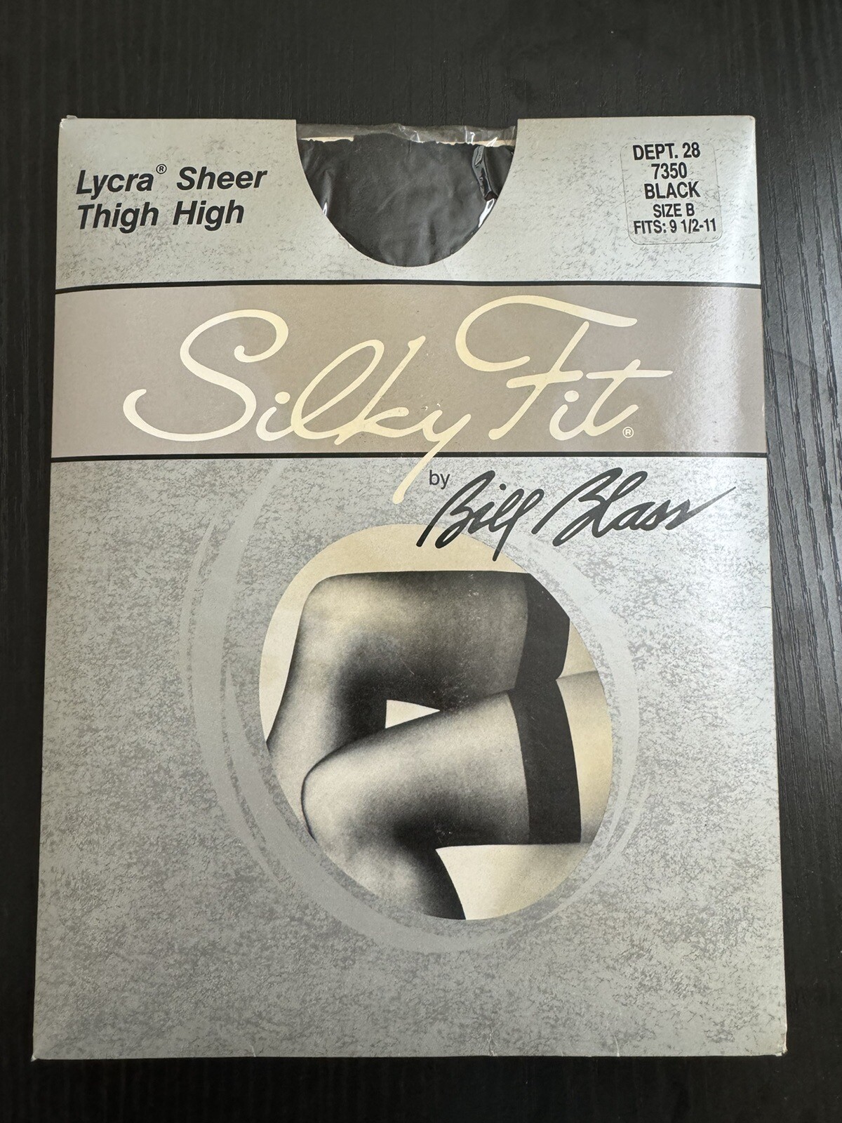 Bill Blass Thigh High Black Lycra Sheer Size B 9.5-11 Silky Fit Lingerie Sissy
