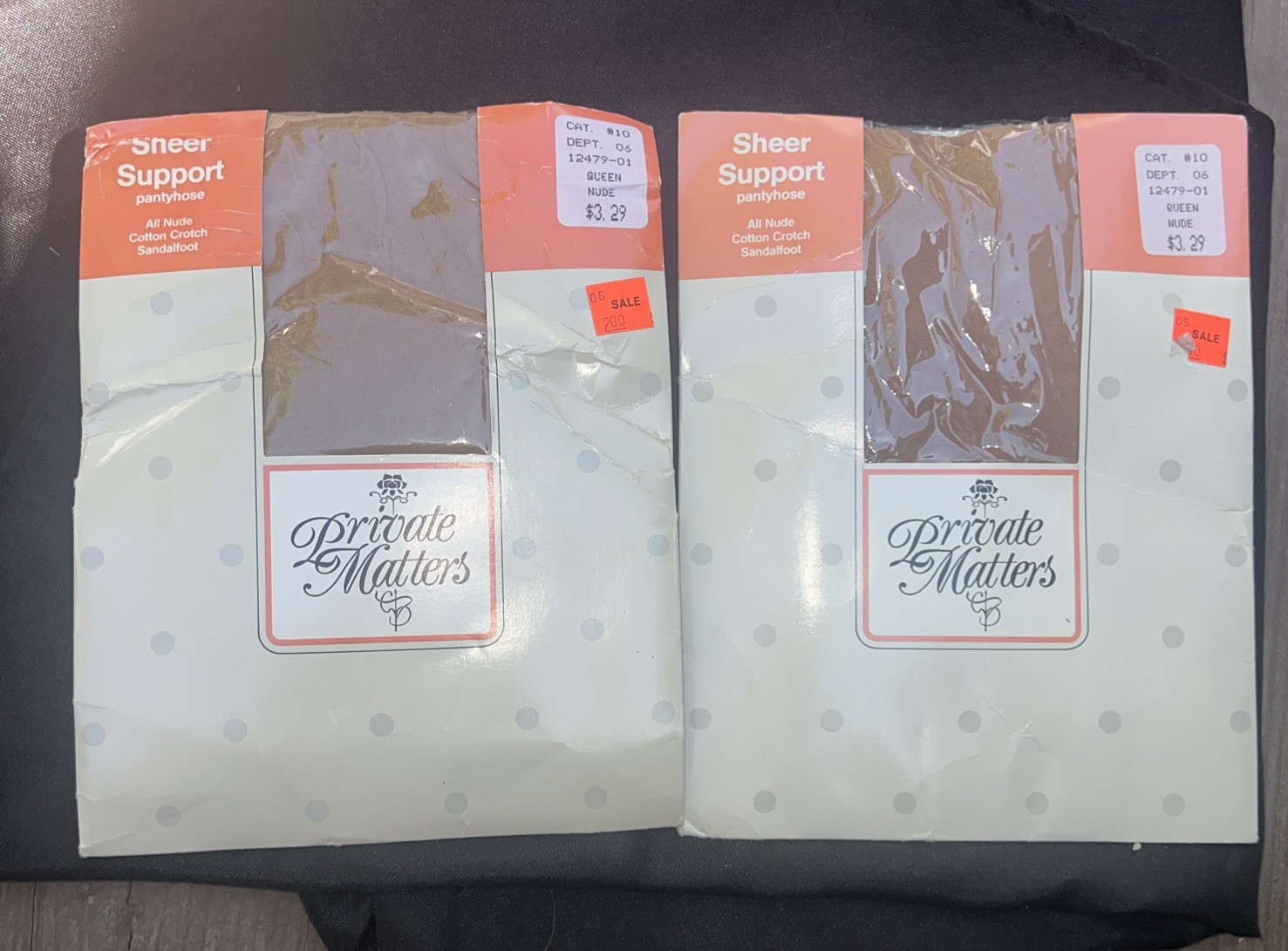 Vintage Private Matters Sheer Support Nude Pantyhose size Queen 2 Pairs USA