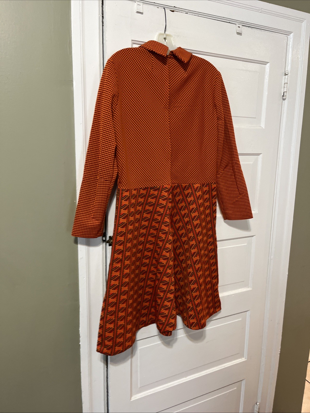 Vintage 1970’S Orange Mod Dress Double Knit “IT’S BETTER” size 18 long sleeves