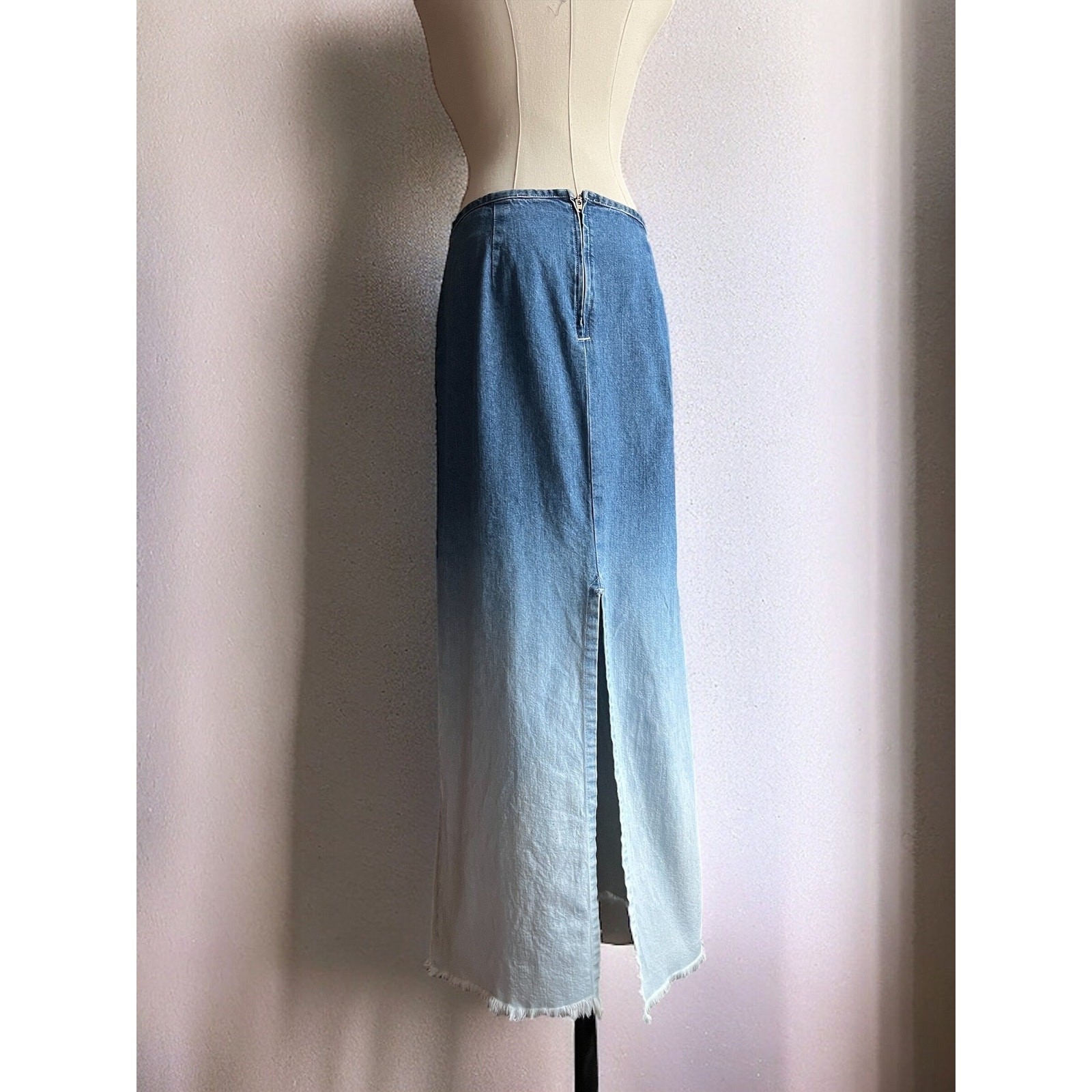 Vintage Y2K Guess Denim Maxi Skirt | Ombré Dip Dye | Low Rise A Line | M