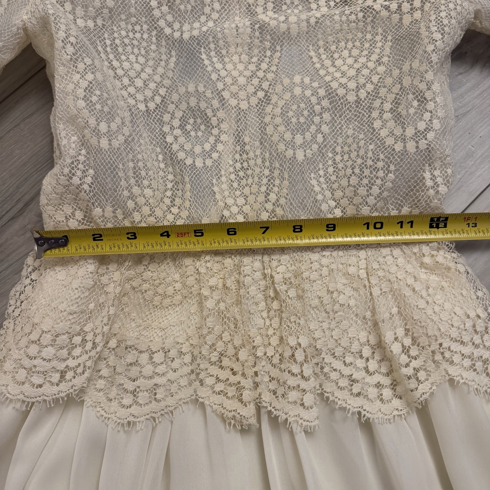 VTG Albert Nipon Boutique Dress Lace Bodice Midi Size 4 USA Union Made Cream