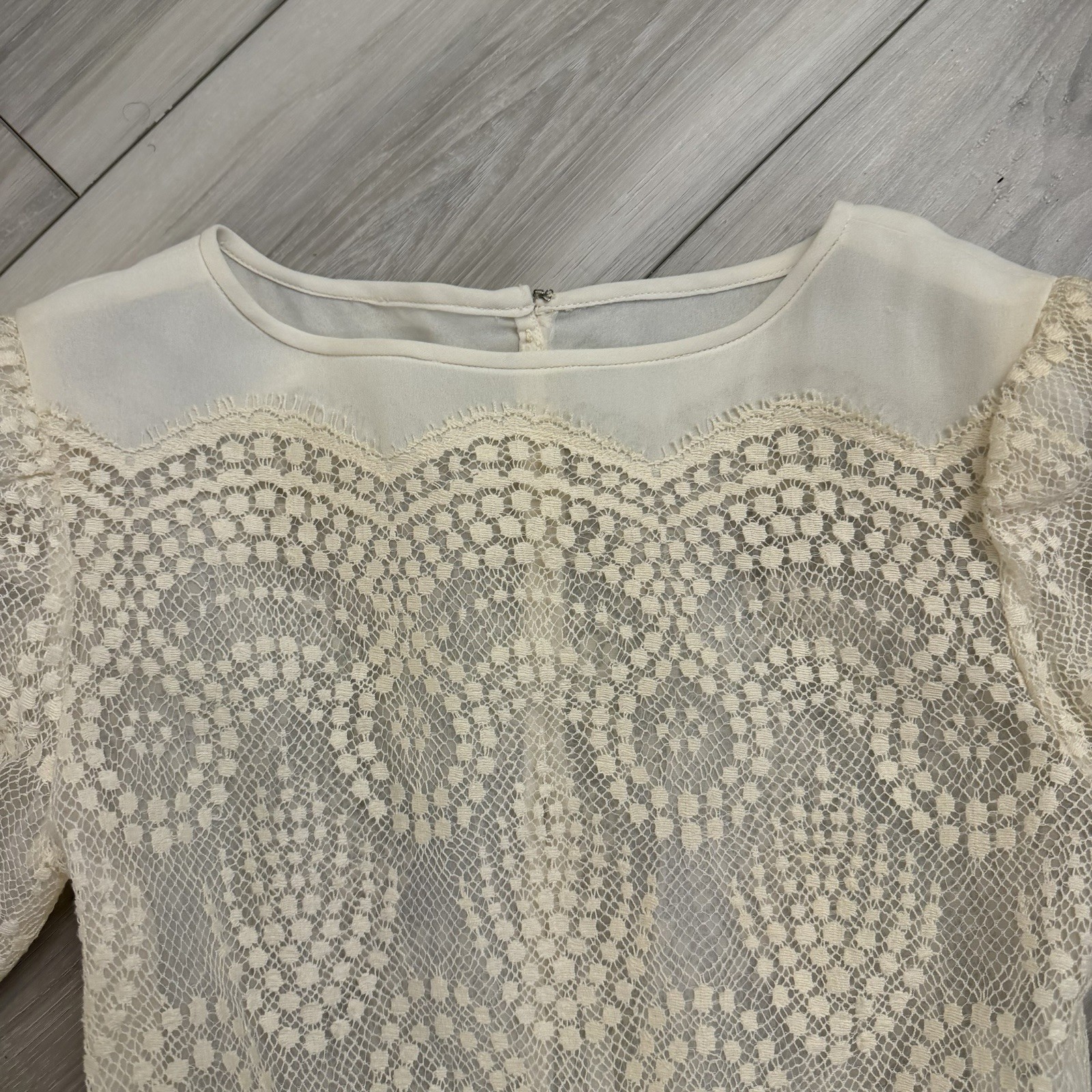 VTG Albert Nipon Boutique Dress Lace Bodice Midi Size 4 USA Union Made Cream
