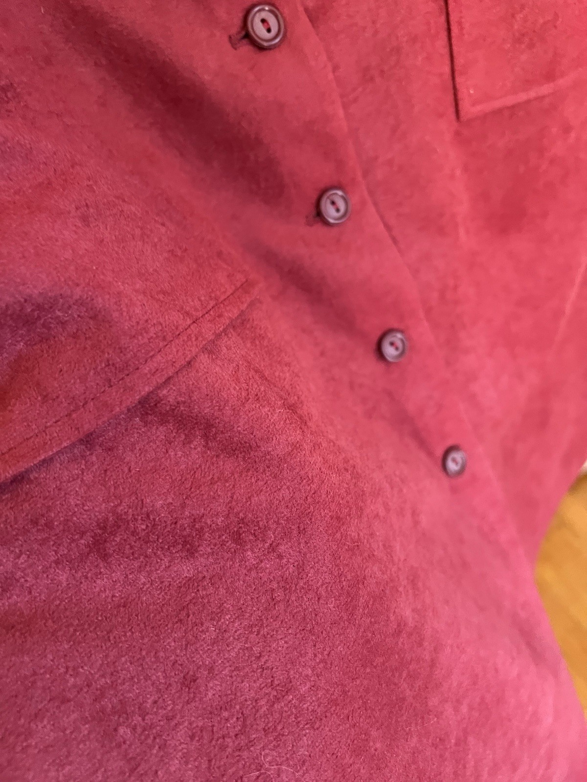 Sears Vintage Suede Like Red Dress with Belt and Buttons