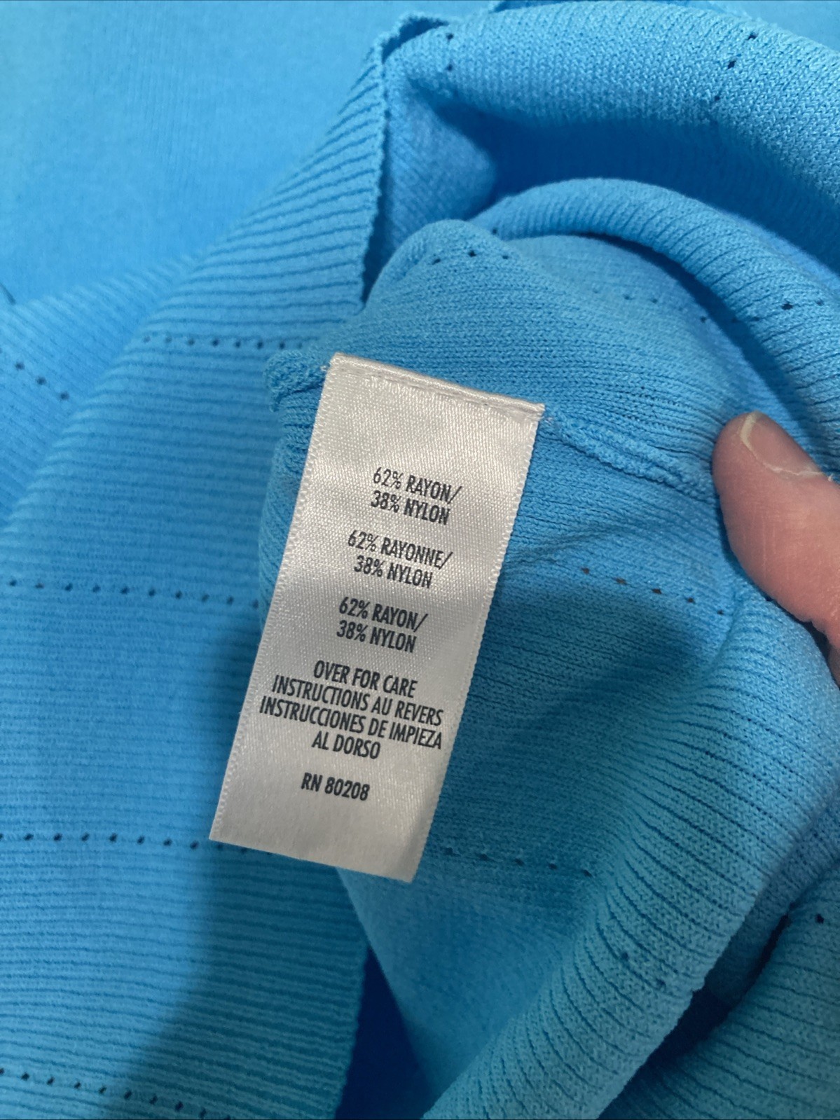 Vintage Casual Corner Turquoise Ribbed Knit Top Size Small Tie Waist Y2K EUC