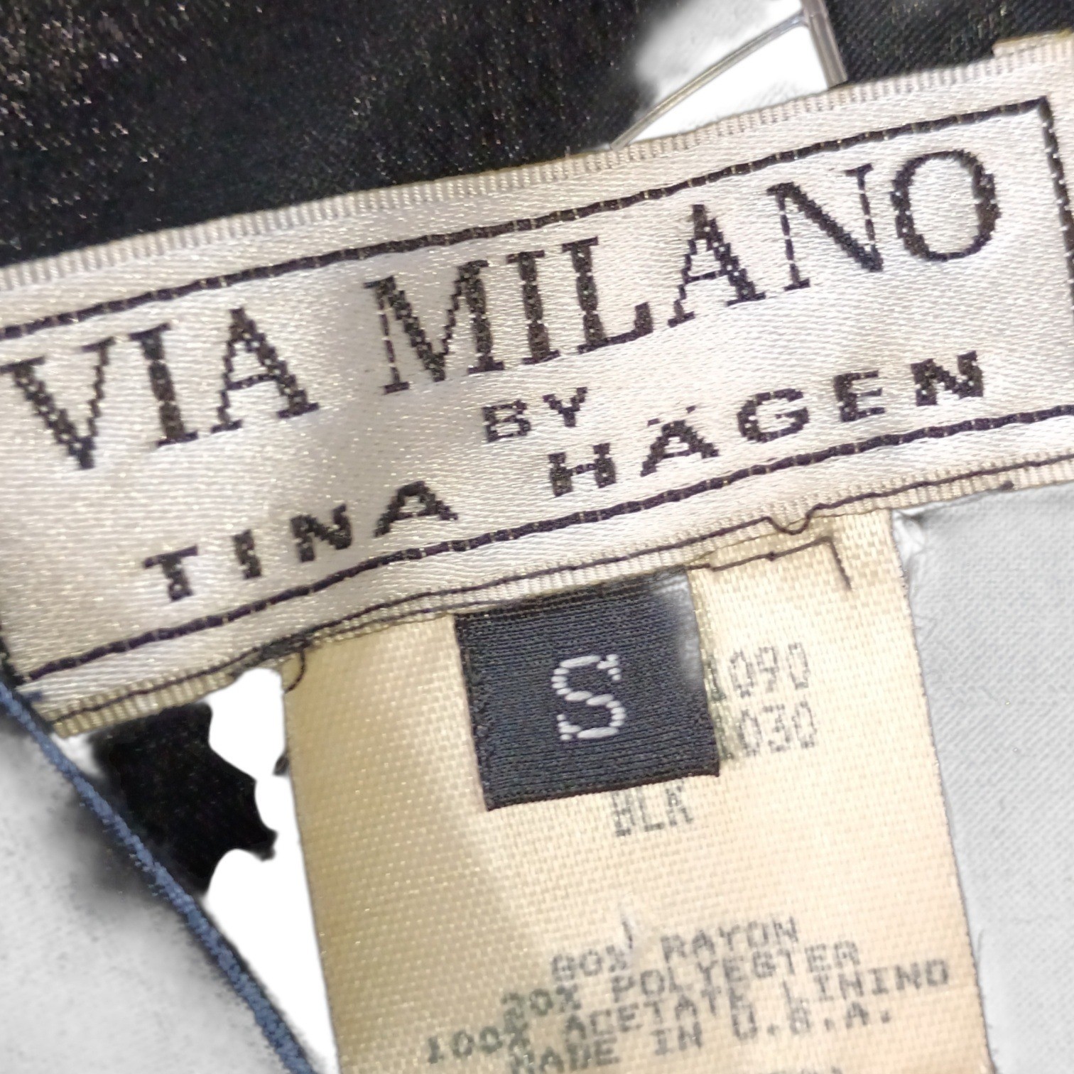 Vintage Via Milano by Tina Hagen Black Shimmer Midi Dress Spaghetti Strap S