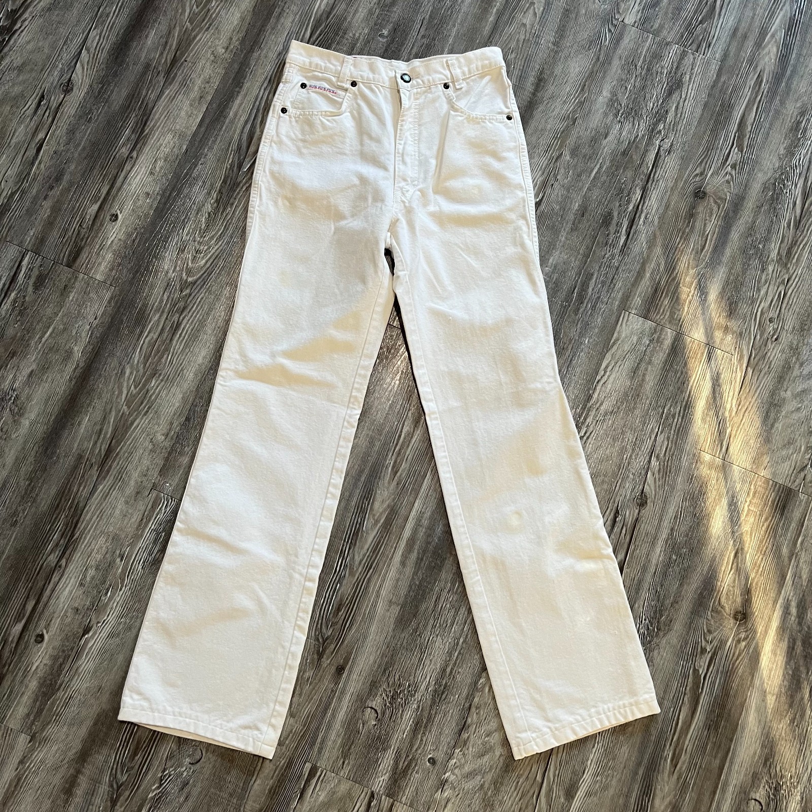 F.U.’s Jeans Off White Denim 29 (26×30) Straight Leg Made in Hong Kong