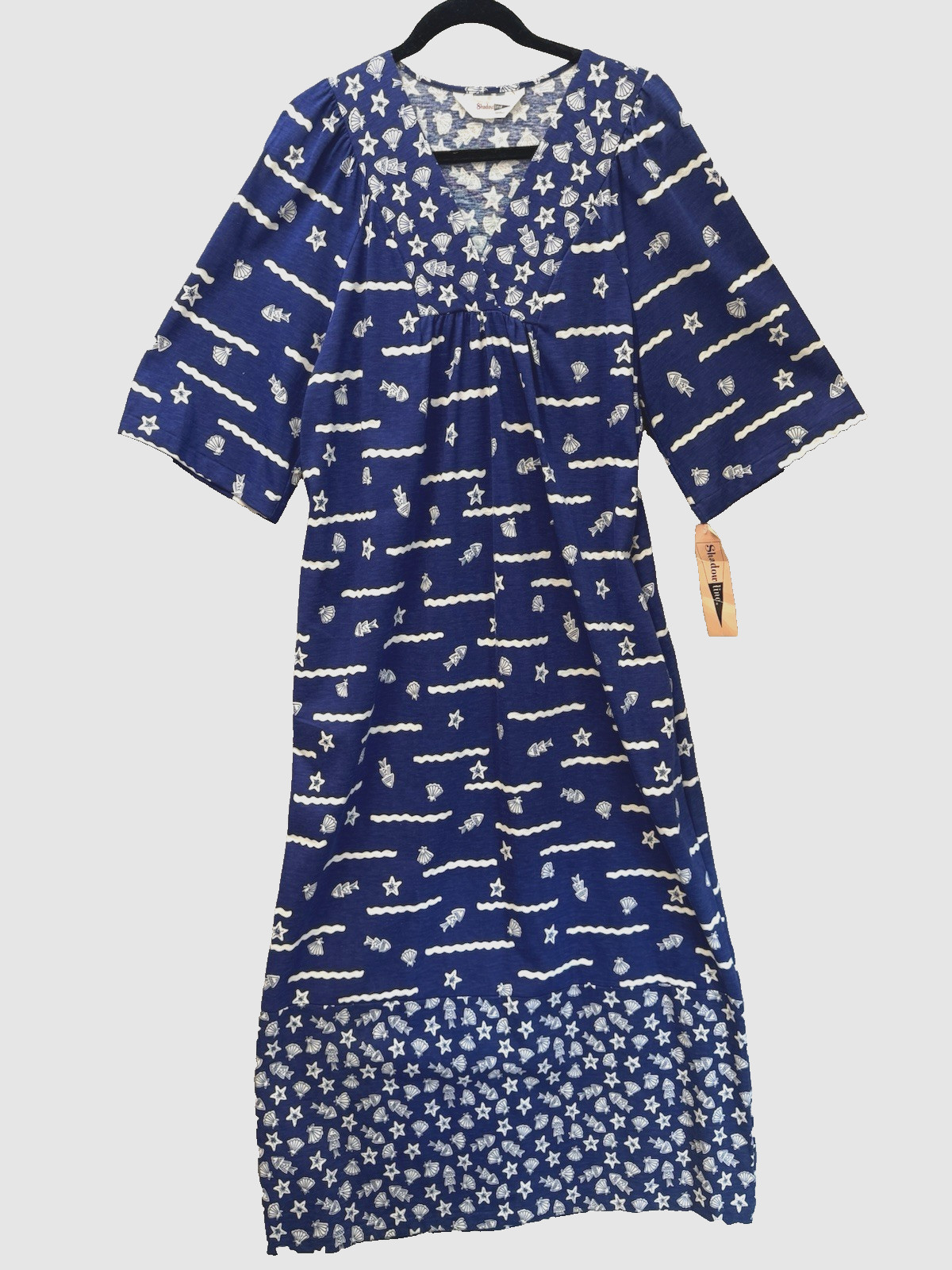 Vtg 70s SHAWDOWLINE Maxi Dress Caftan Moomoo Cottagecore Sz S/M RARE, NOS w/Tags