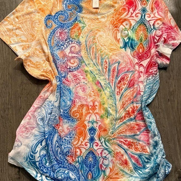 Vintage y2k 2000s Chico’s multicoloured feather paisley print top Size: 2