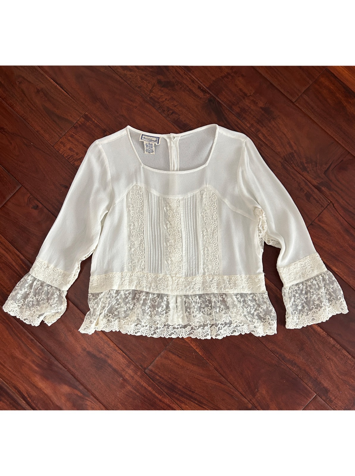 April Cornell Vintage Ivory Lace Blouse Fairycore Romantic Cottagecore Size S
