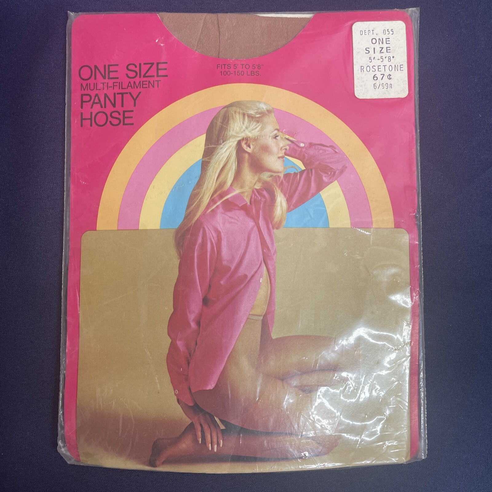 New Vintage One Size Pantyhose – Suntan – Wrinkle Free Max Fit Comfort Wear