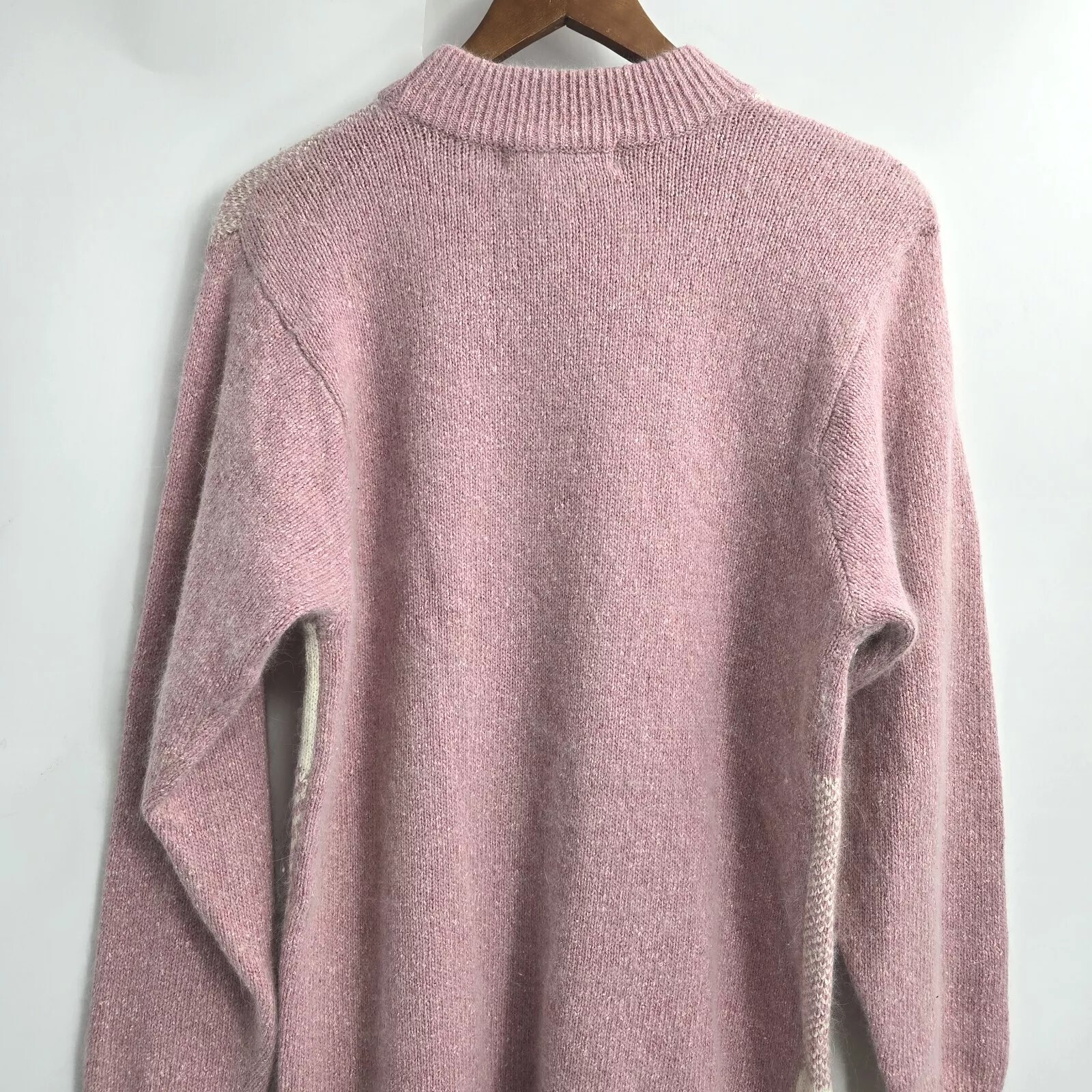 Segue Sweater Woman’s Medium Patchwork Silk Angora Pink Soft Knit VTG 80’s