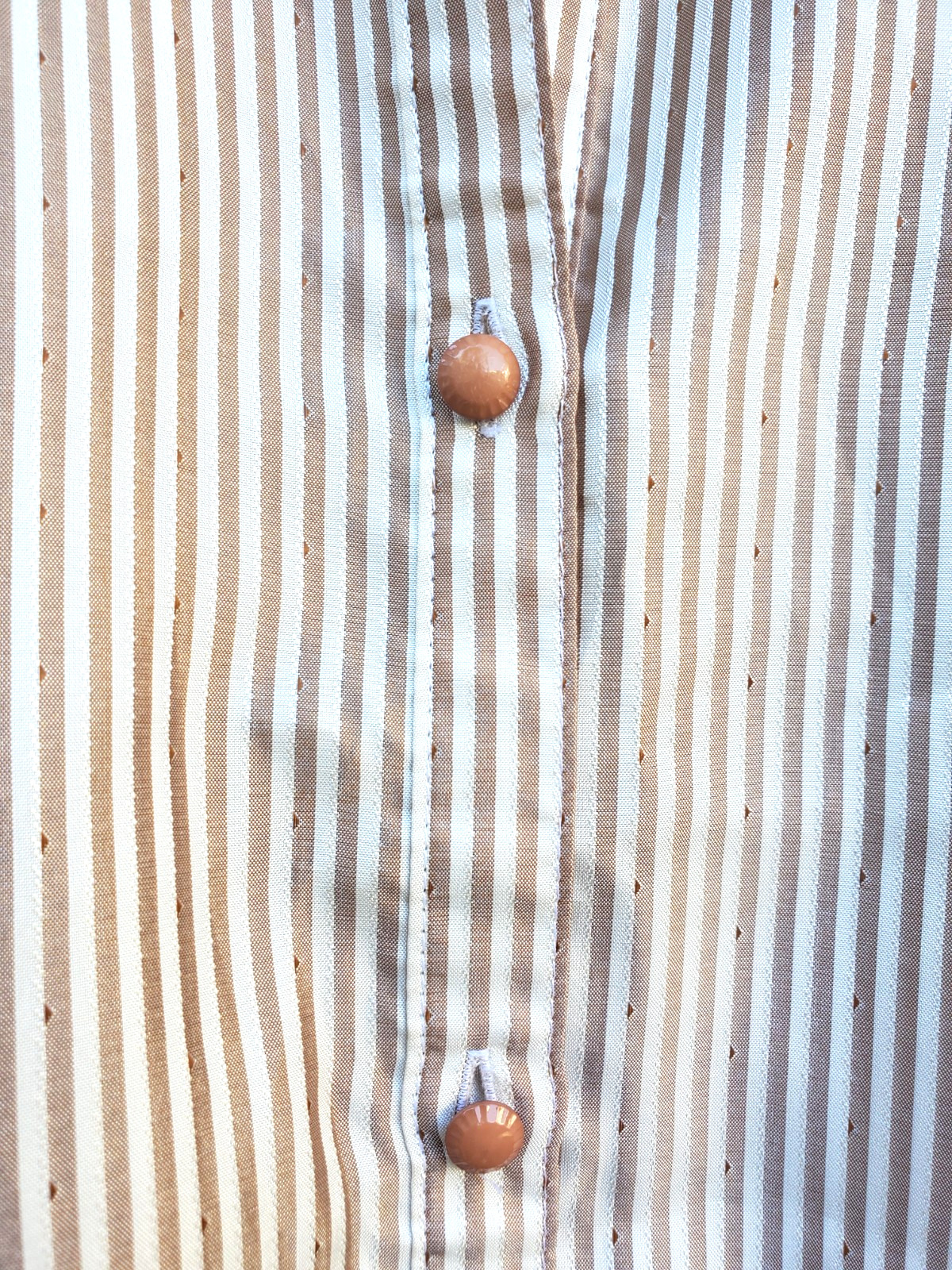 Vintage 1980s Charles Daniel Brown White Striped womens blouse Top Medium